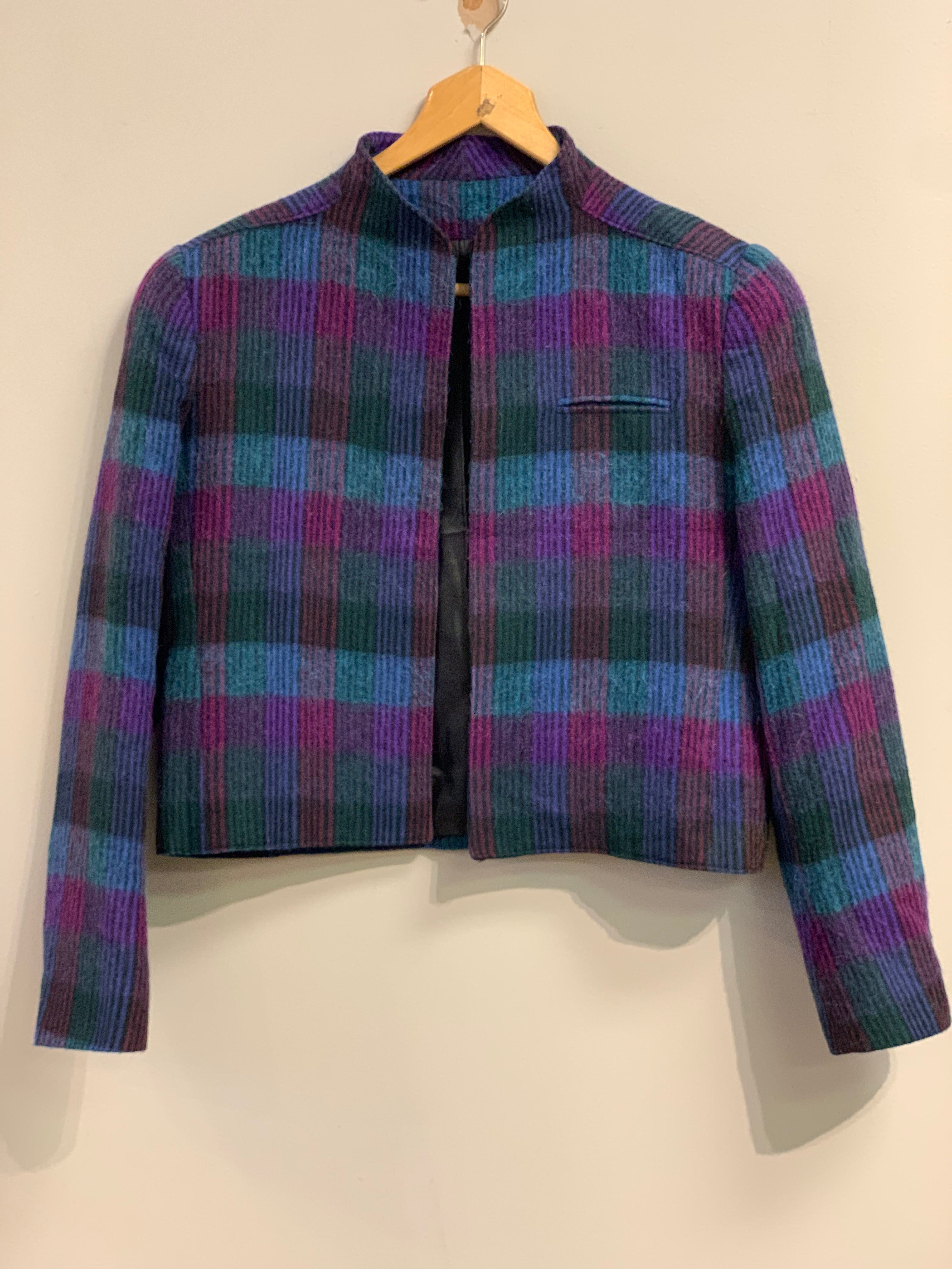 Vintage Brass Ltd. blue and purple plaid blazer