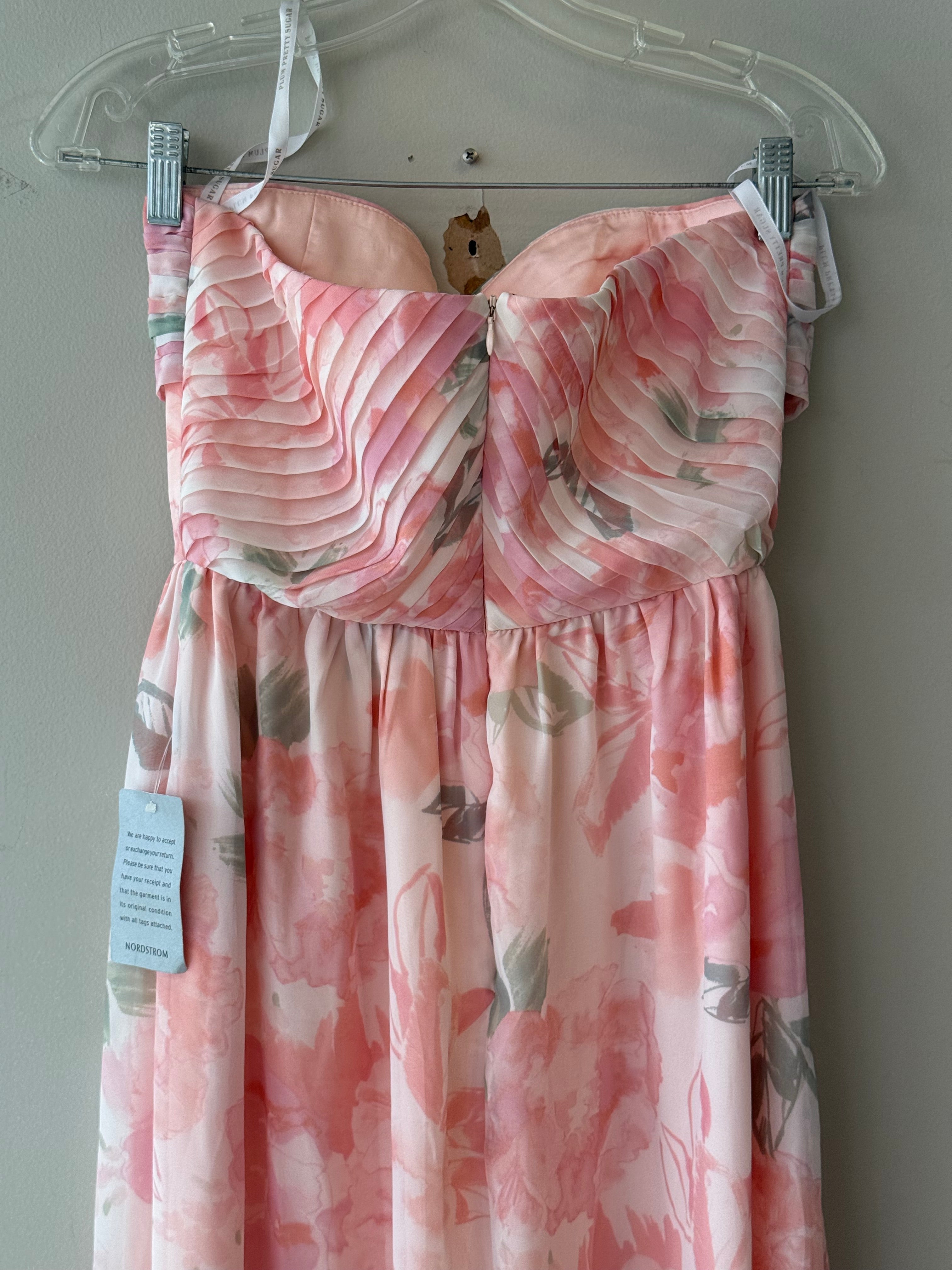 Plum Pretty Sugar NWT pink strapless floral dress