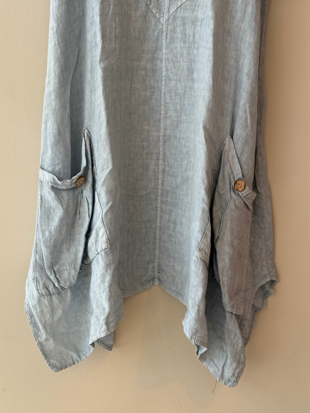 sky blue 100% linen dress Italy