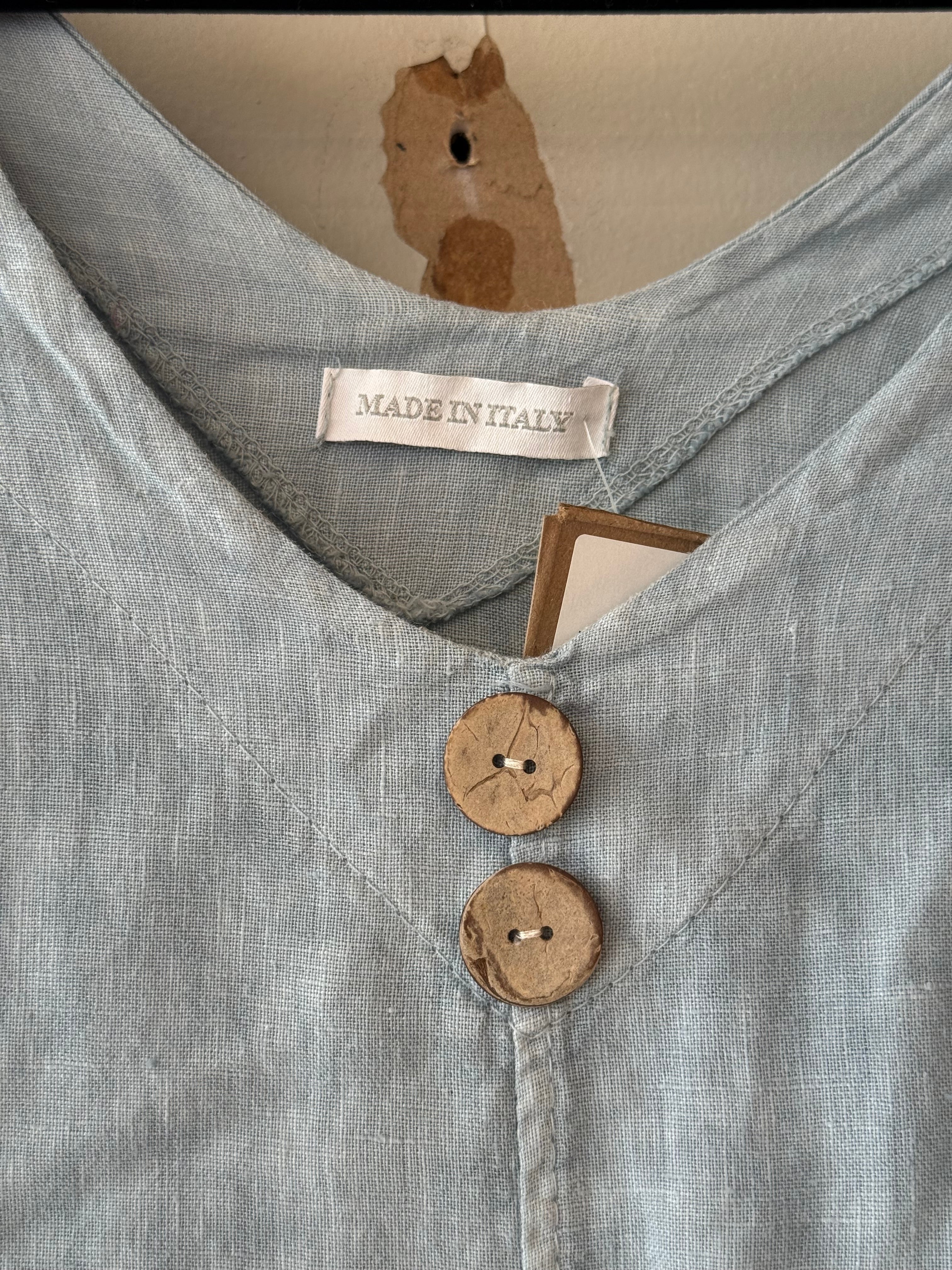 sky blue 100% linen dress Italy