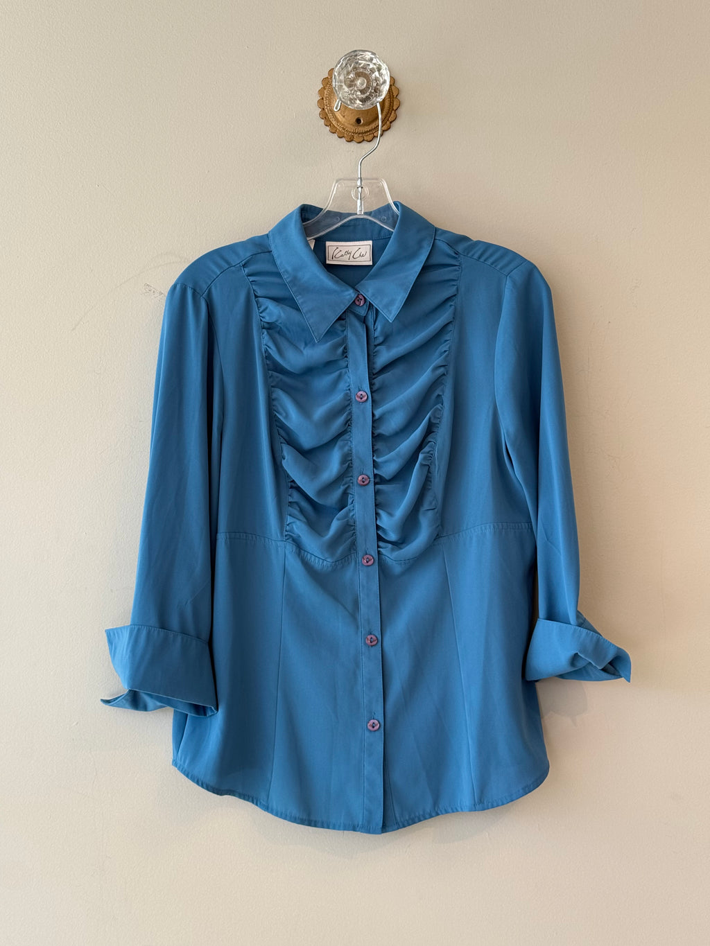 Kathy Che blue silk blouse
