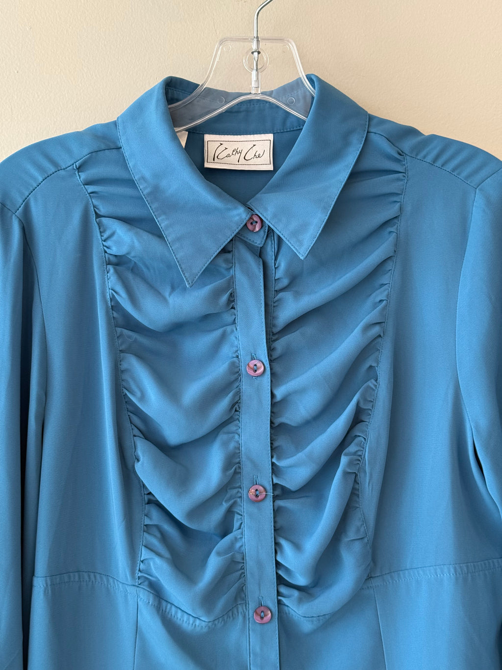Kathy Che blue silk blouse