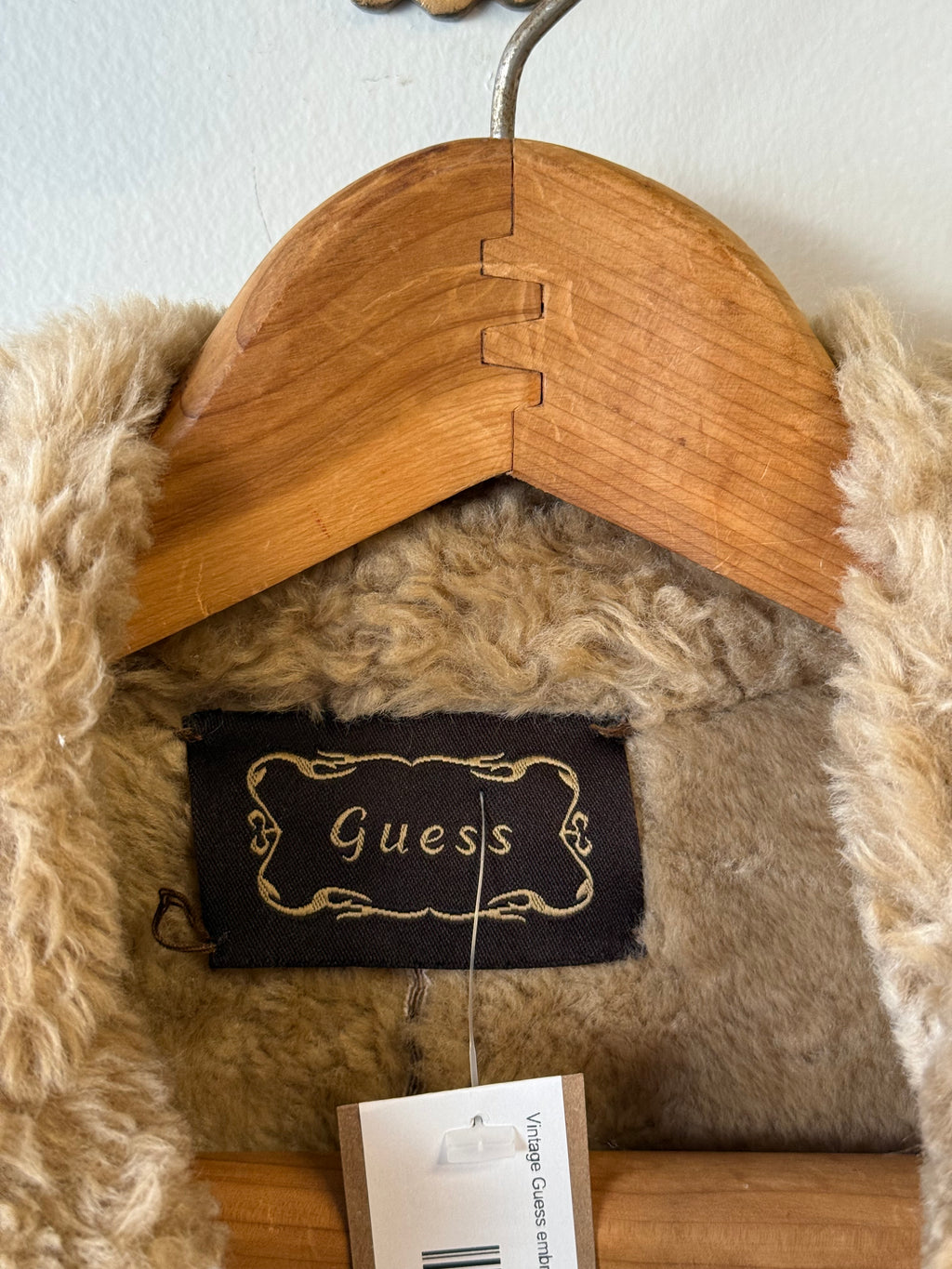 Vintage Guess embroidered tan leather Penny Lane coat