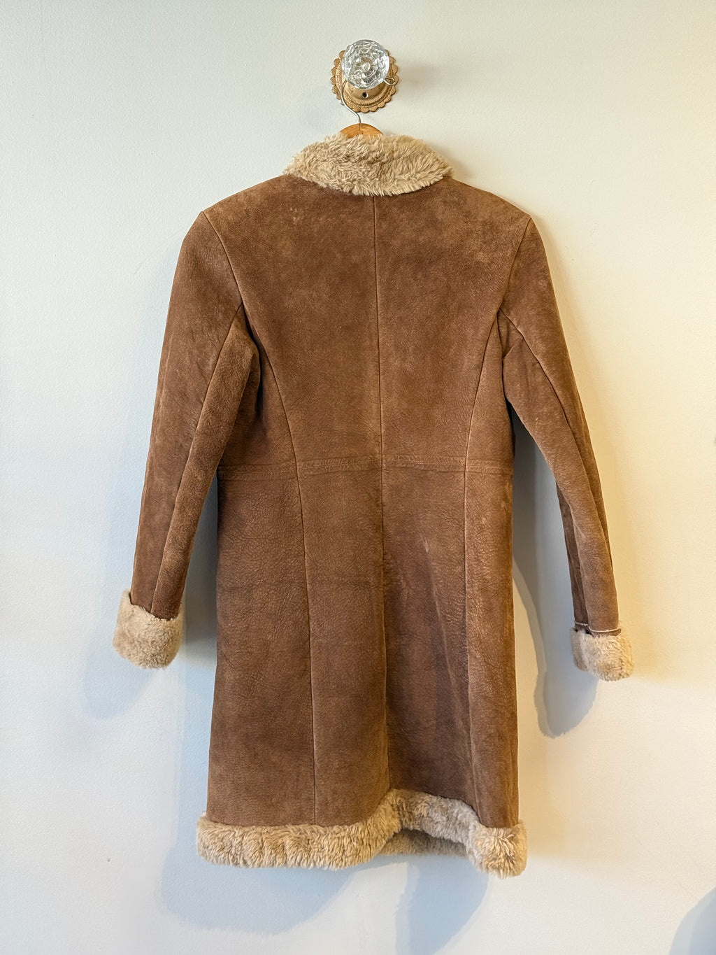 Vintage Guess embroidered tan leather Penny Lane coat