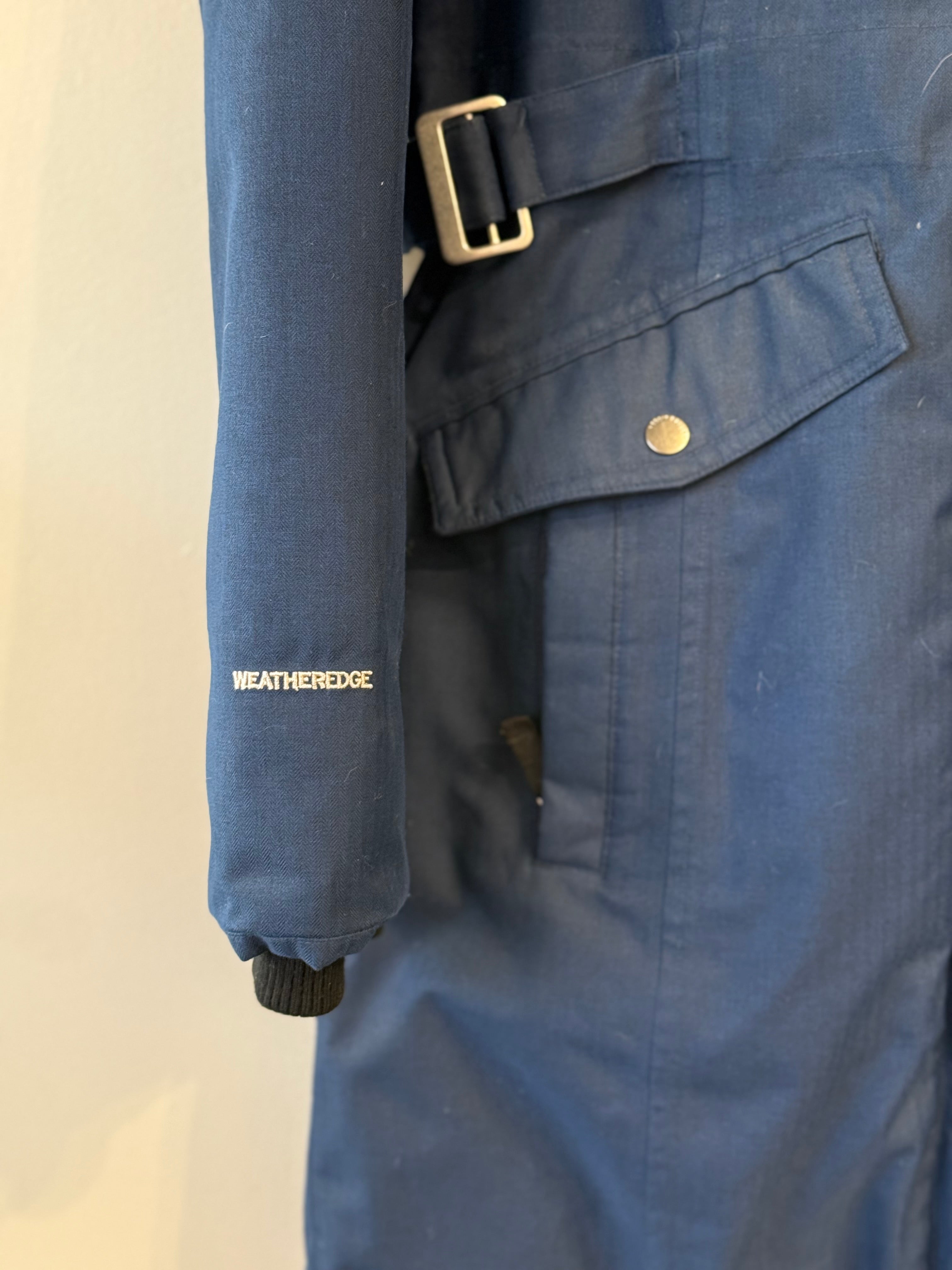 Eddie Bauer navy parka WeatherEdge Herringbone Down Parka