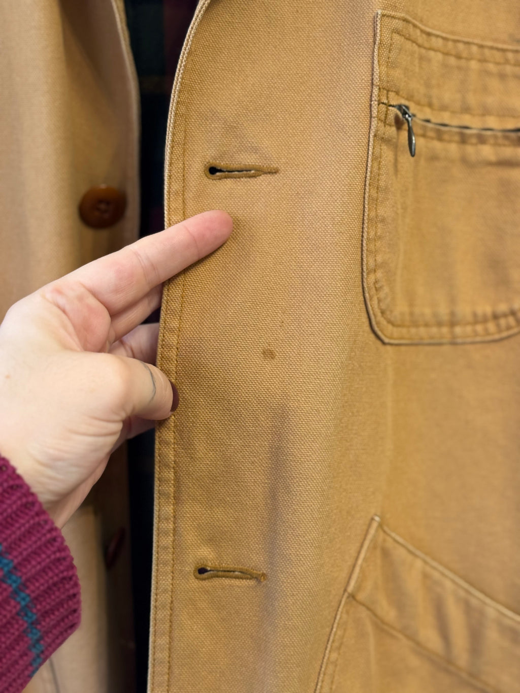 LL Bean vintage Field Coat red plaid lining