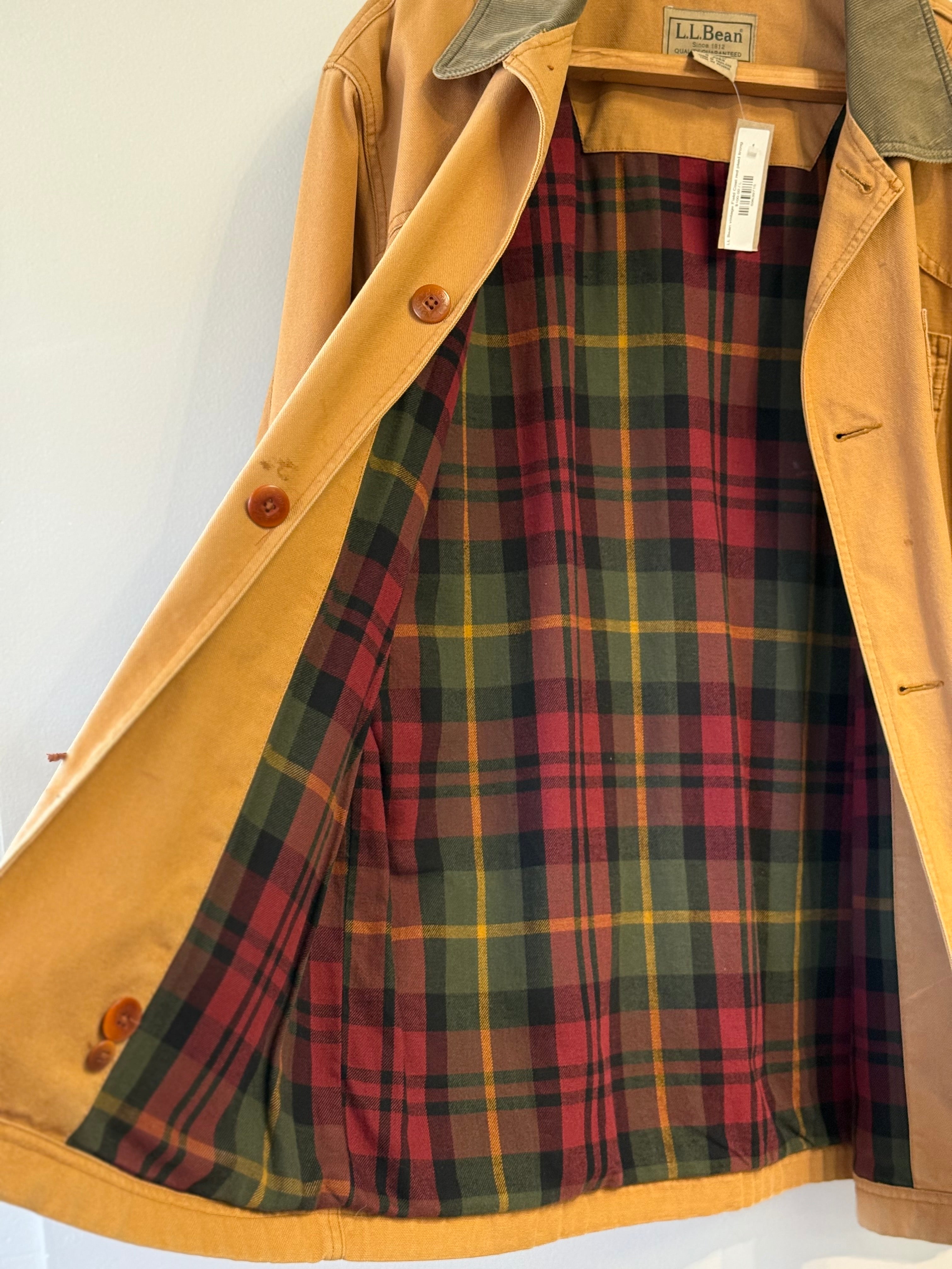 LL Bean vintage Field Coat red plaid lining