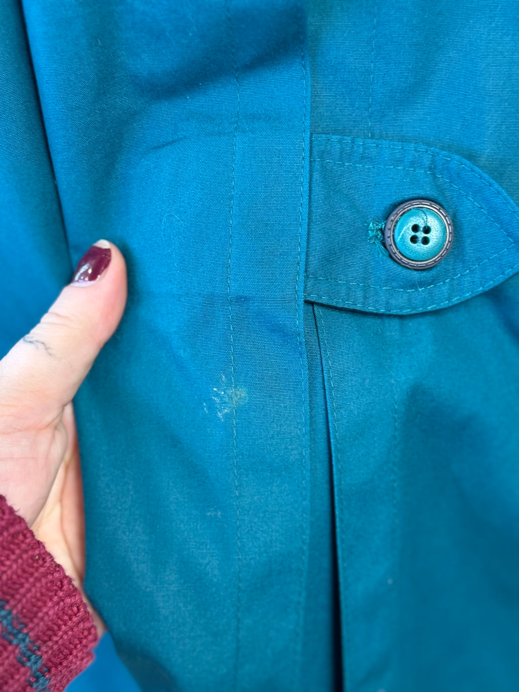 Towne London Fog teal vintage trenchcoat