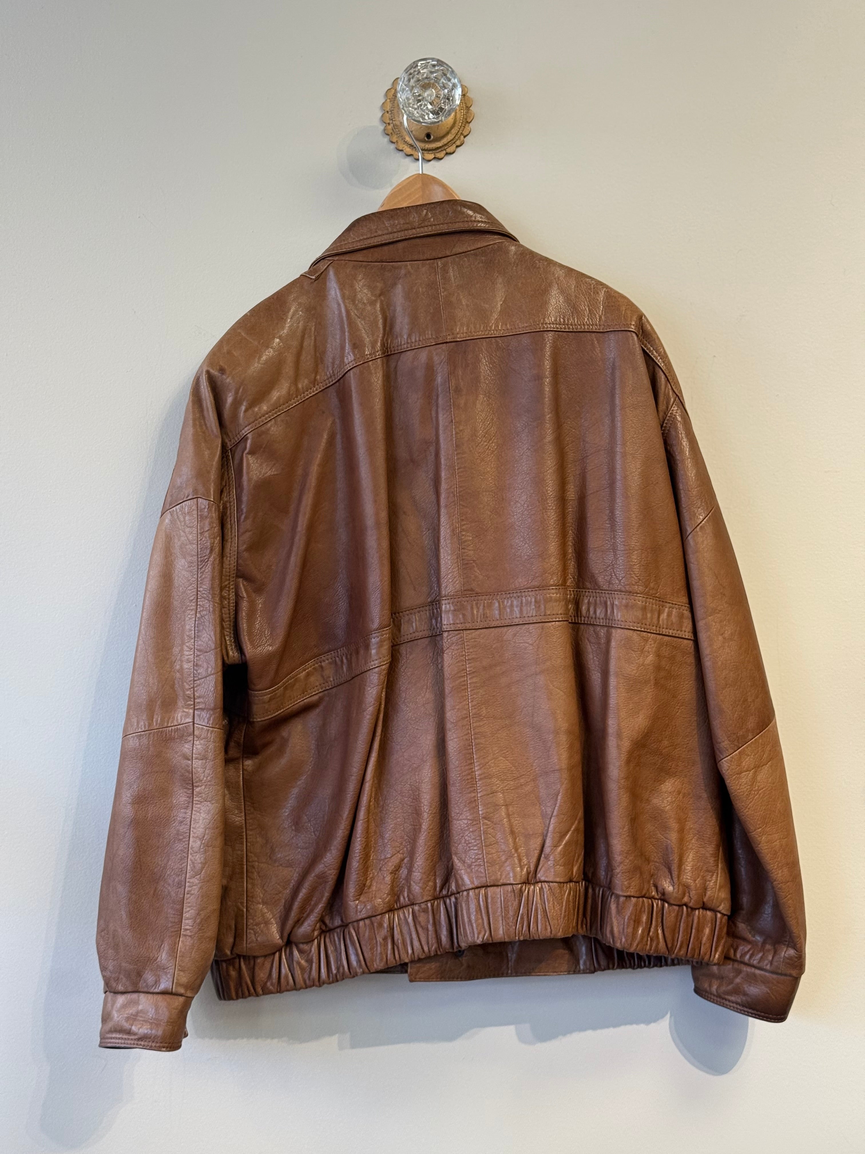 Vintage faux leather bomber jacket