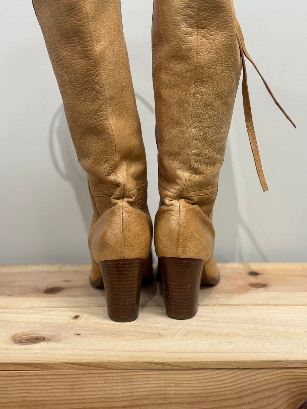 Coach soft tan leather heeled Selena boots