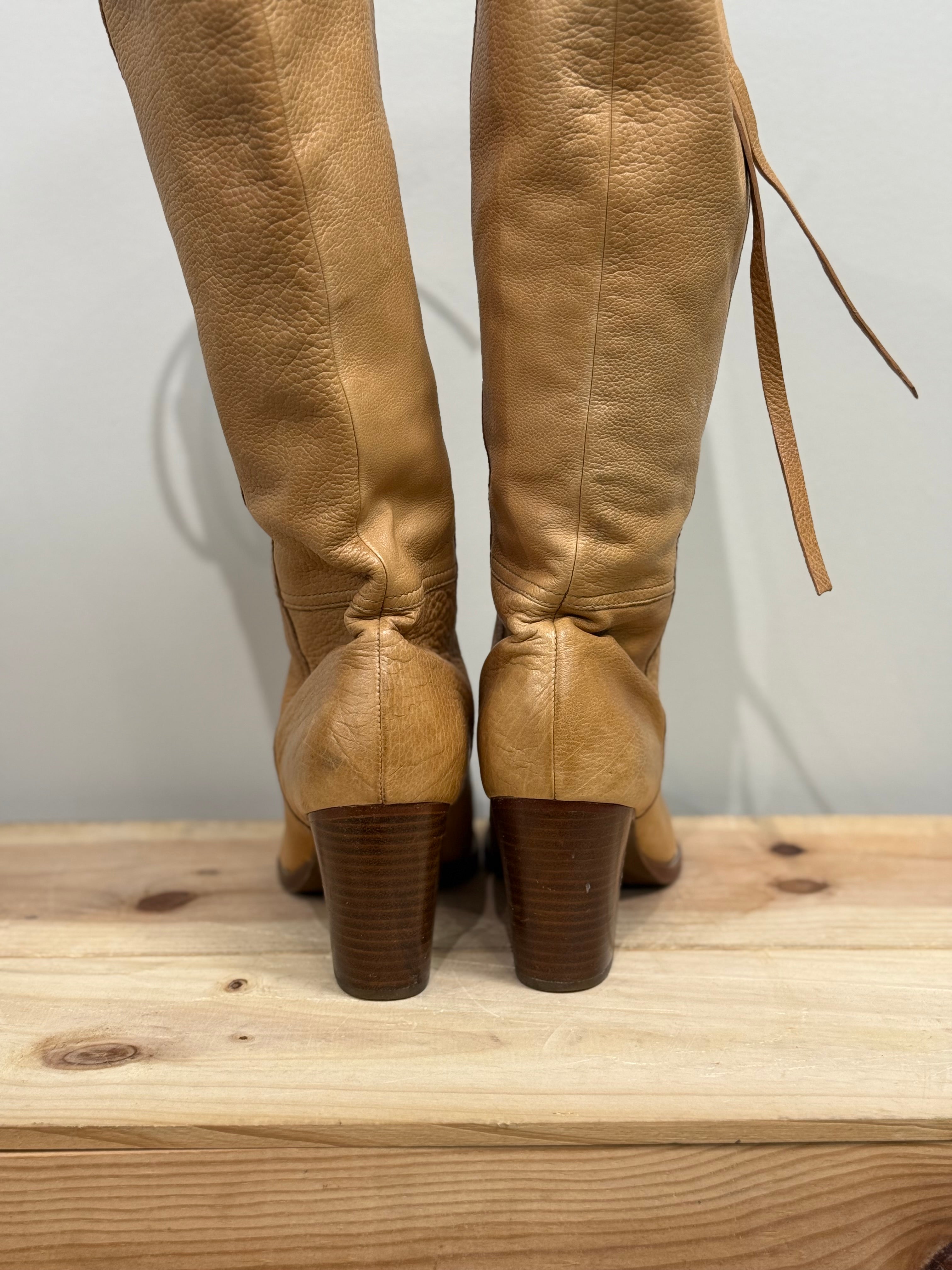 Coach soft tan leather heeled Selena boots