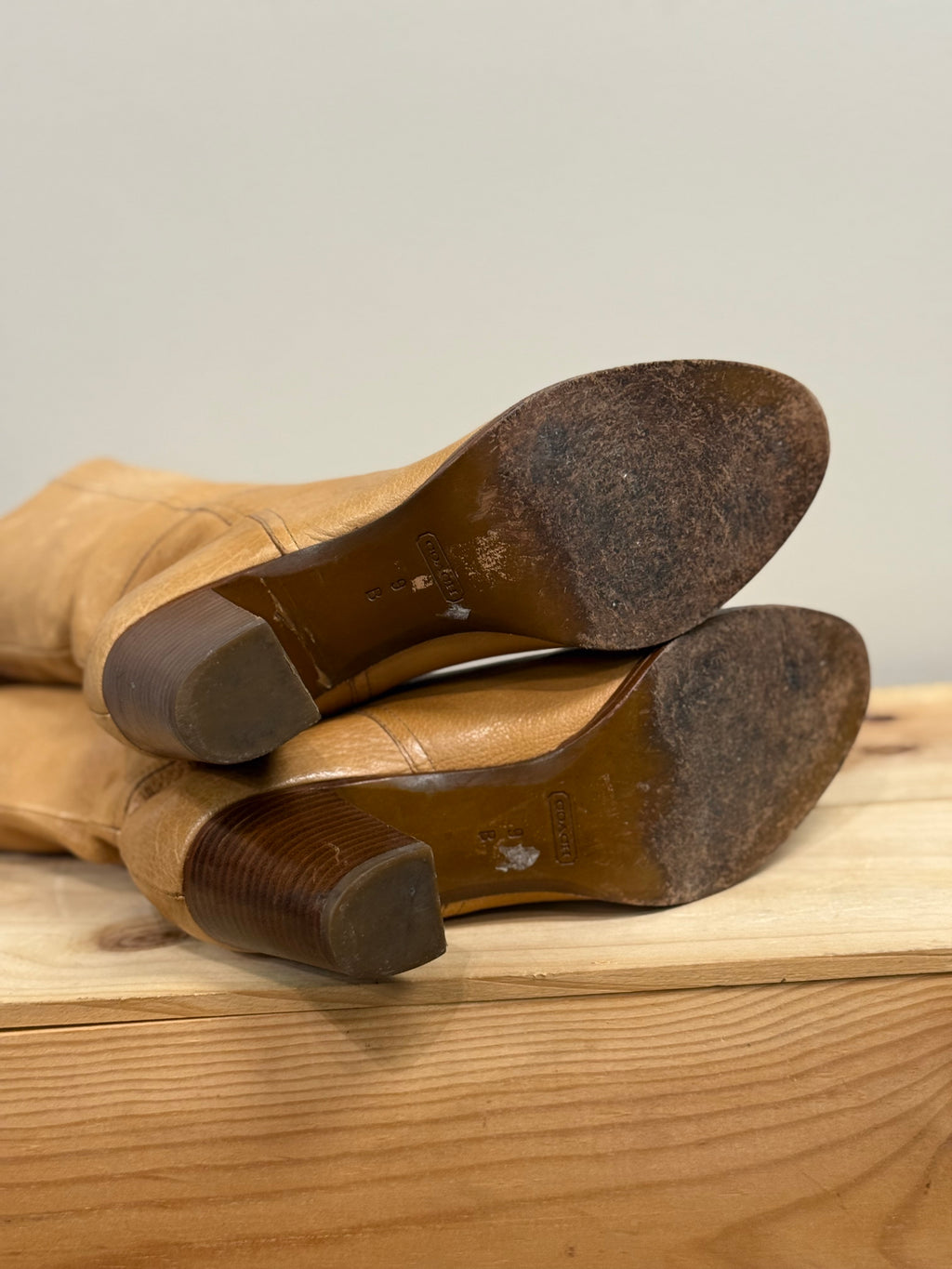 Coach soft tan leather heeled Selena boots