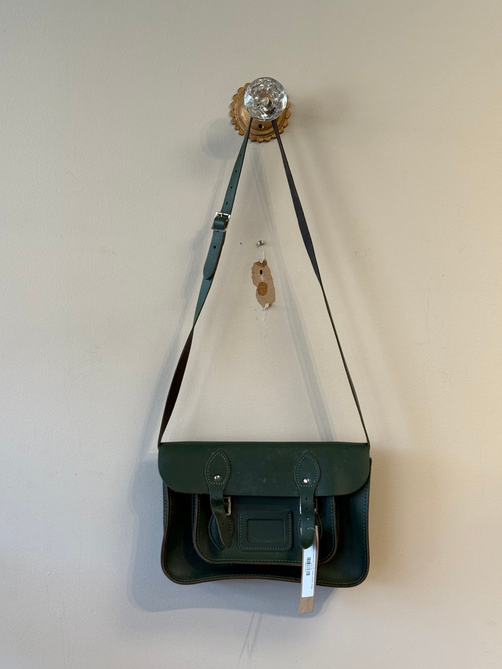 Leather Satchel 12.5" dark green bag