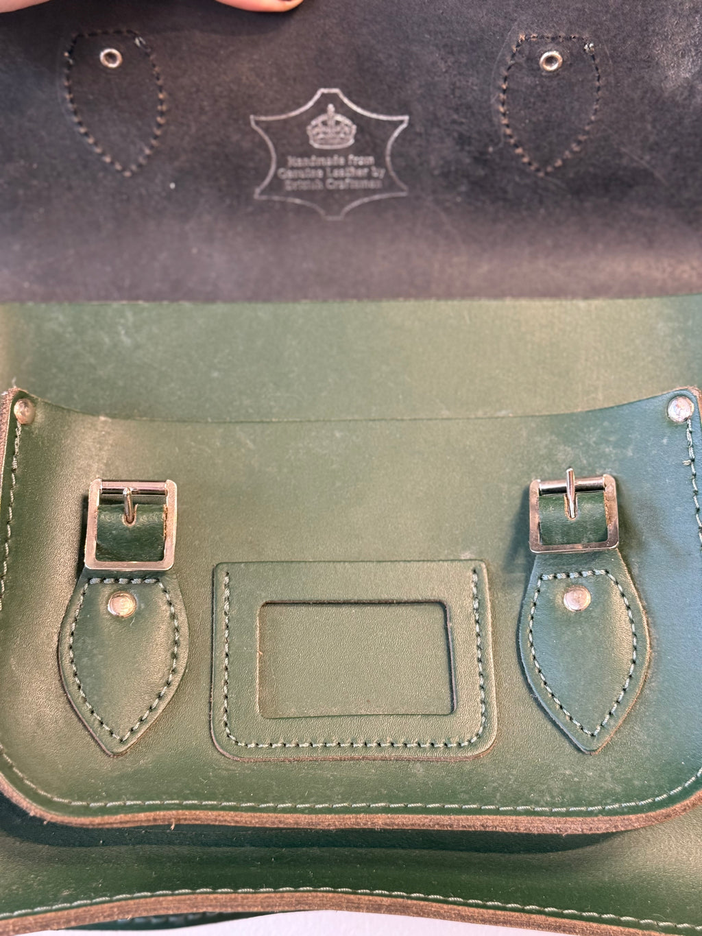 Leather Satchel 12.5" dark green bag