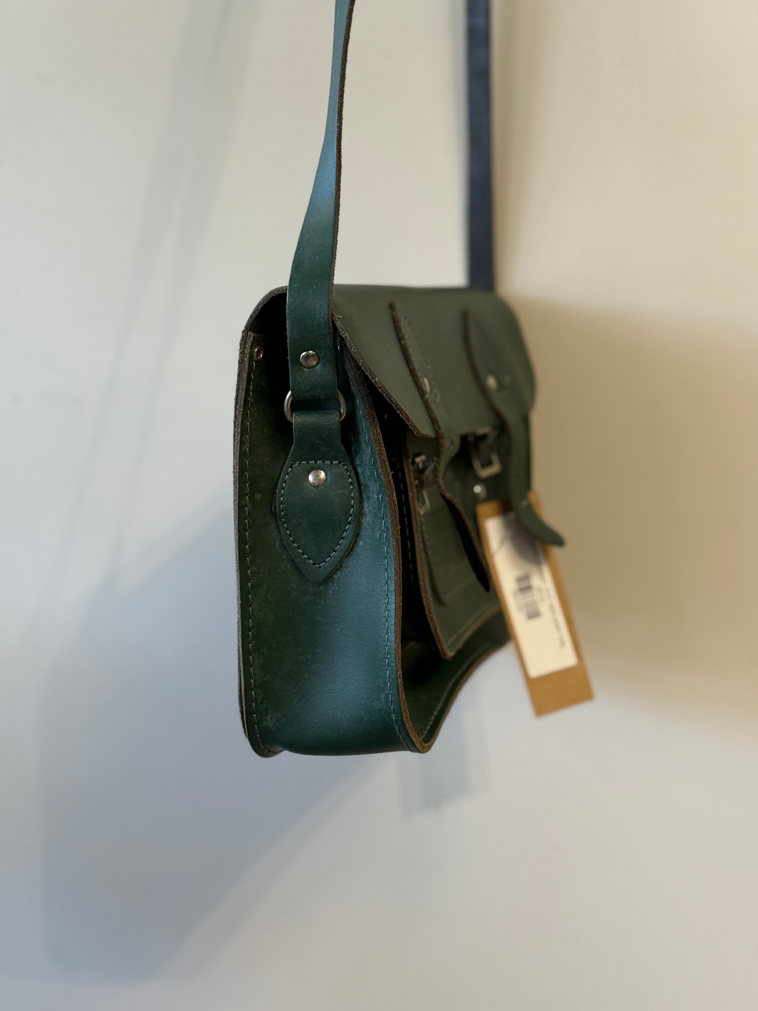 Leather Satchel 12.5" dark green bag
