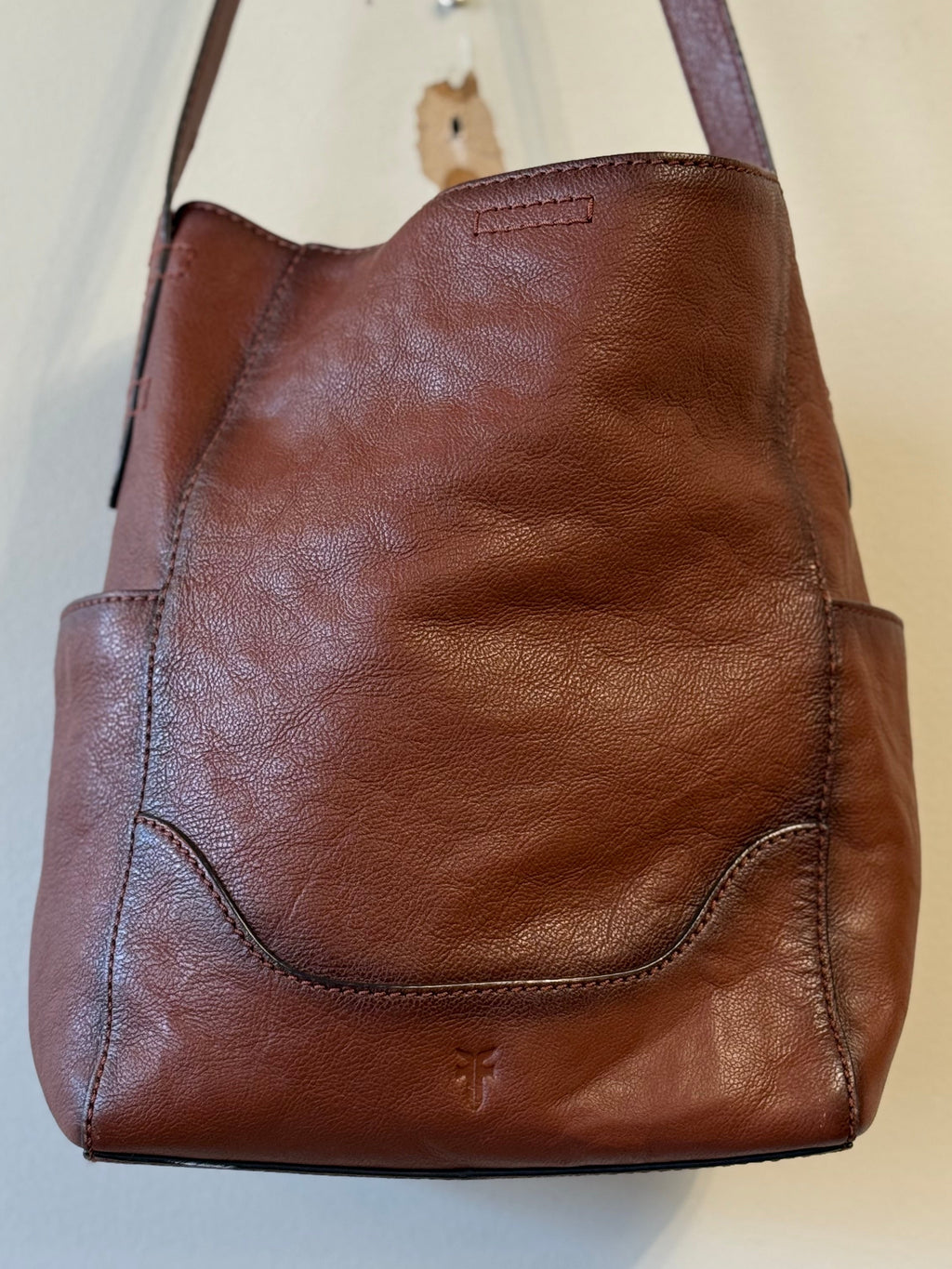 Frye cognac leather side pocket hobo shoulder bag