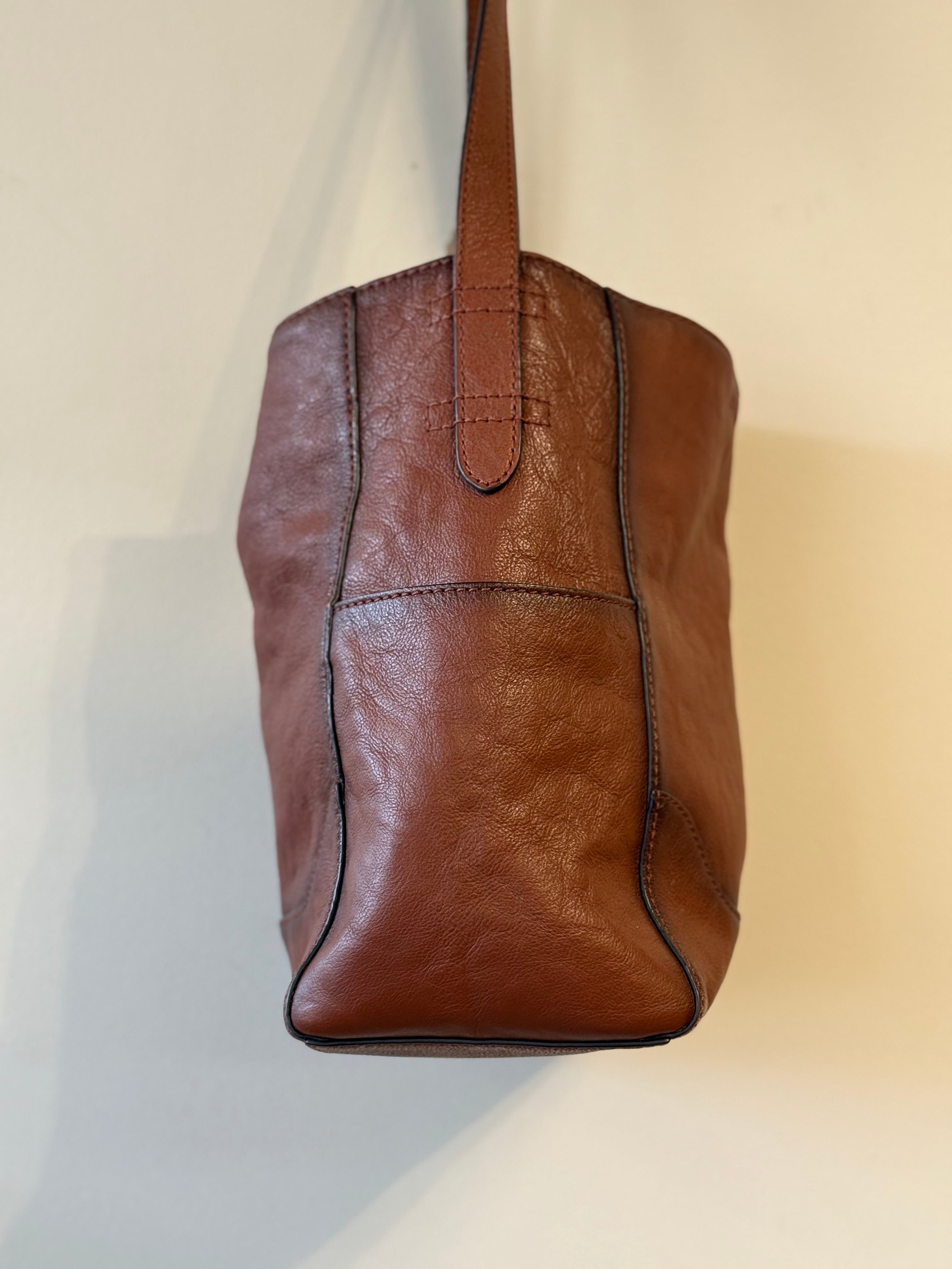 Frye cognac leather side pocket hobo shoulder bag