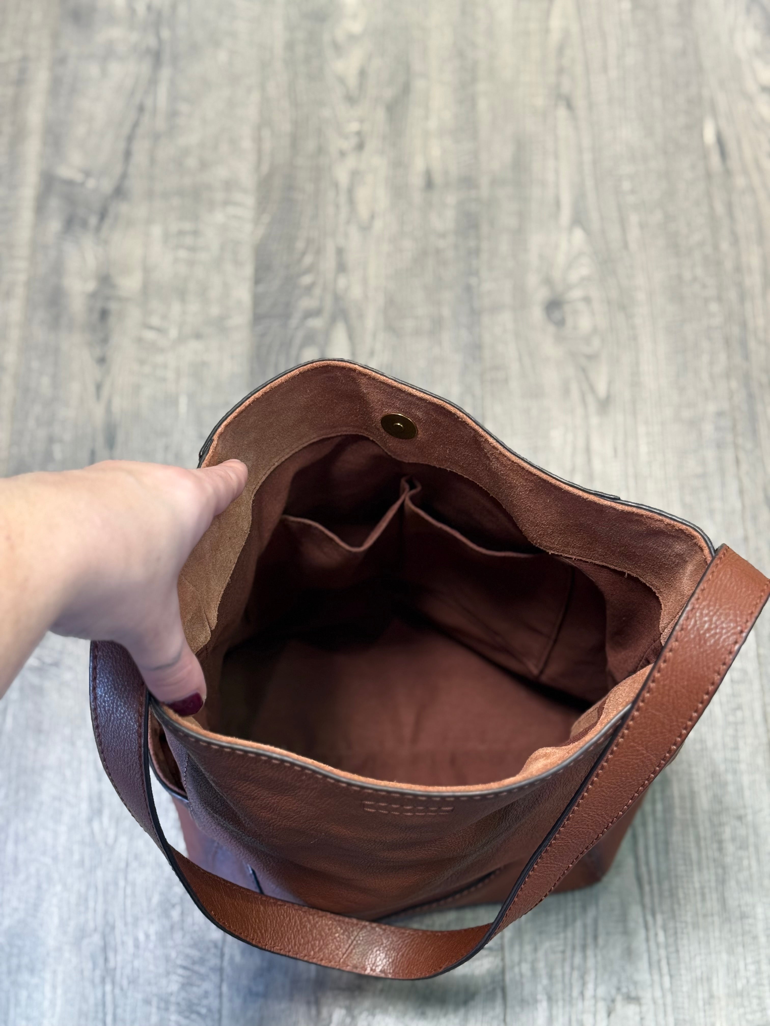Frye cognac leather side pocket hobo shoulder bag