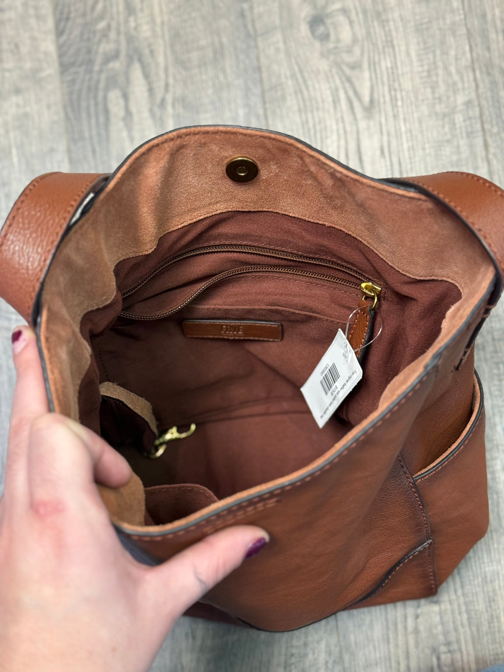 Frye cognac leather side pocket hobo shoulder bag