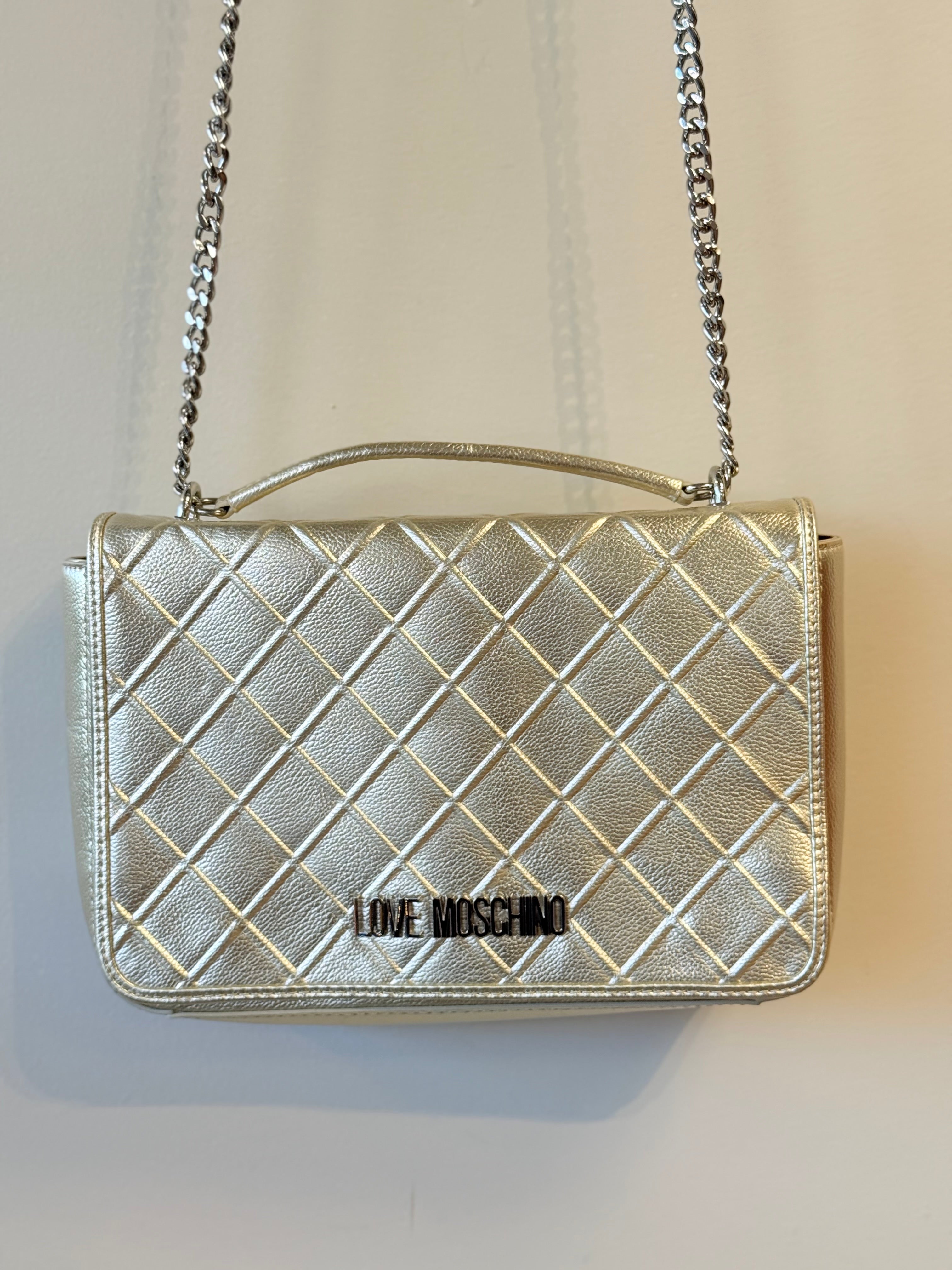Love Moschino gold quilted shoulder bag