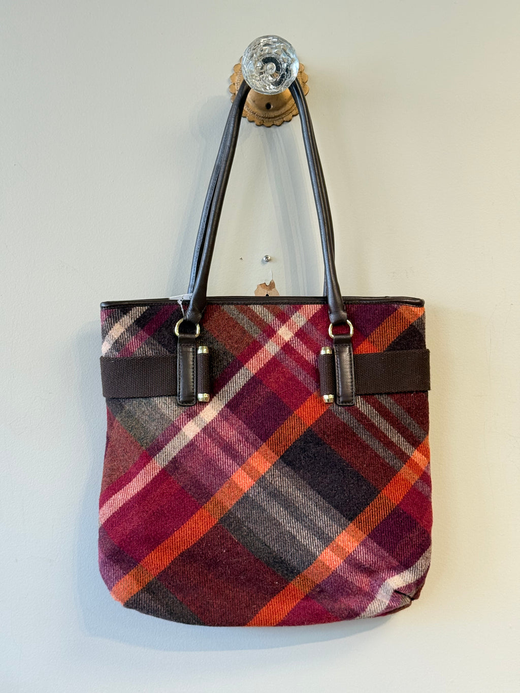Talbots purple plaid shoulder bag