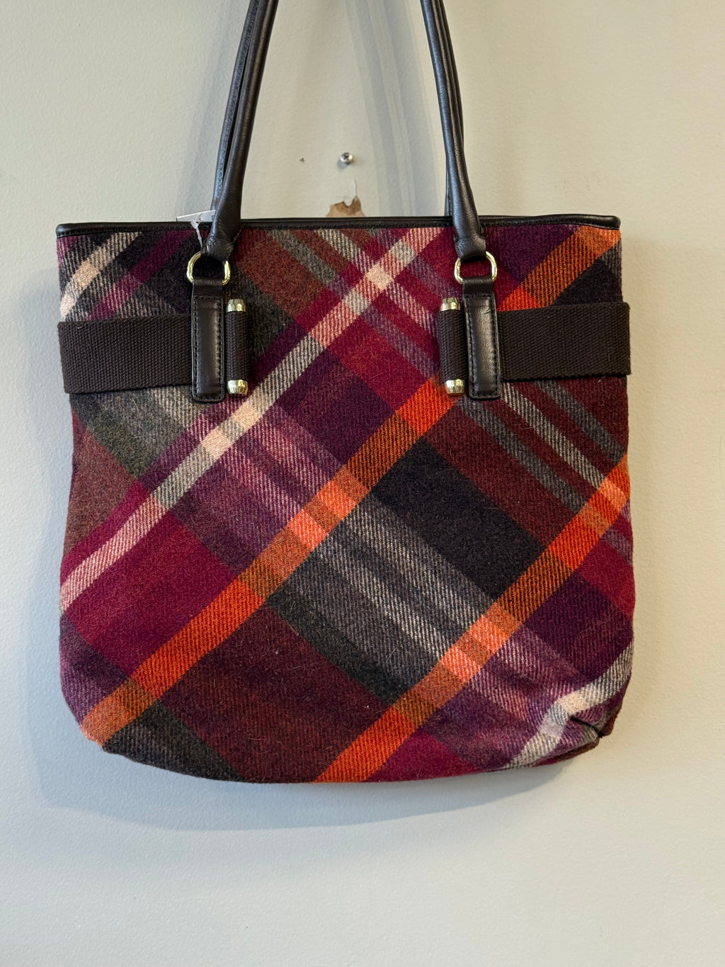 Talbots purple plaid shoulder bag