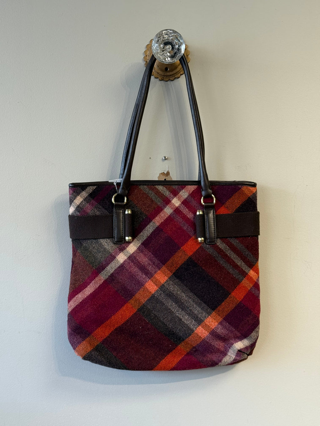 Talbots purple plaid shoulder bag