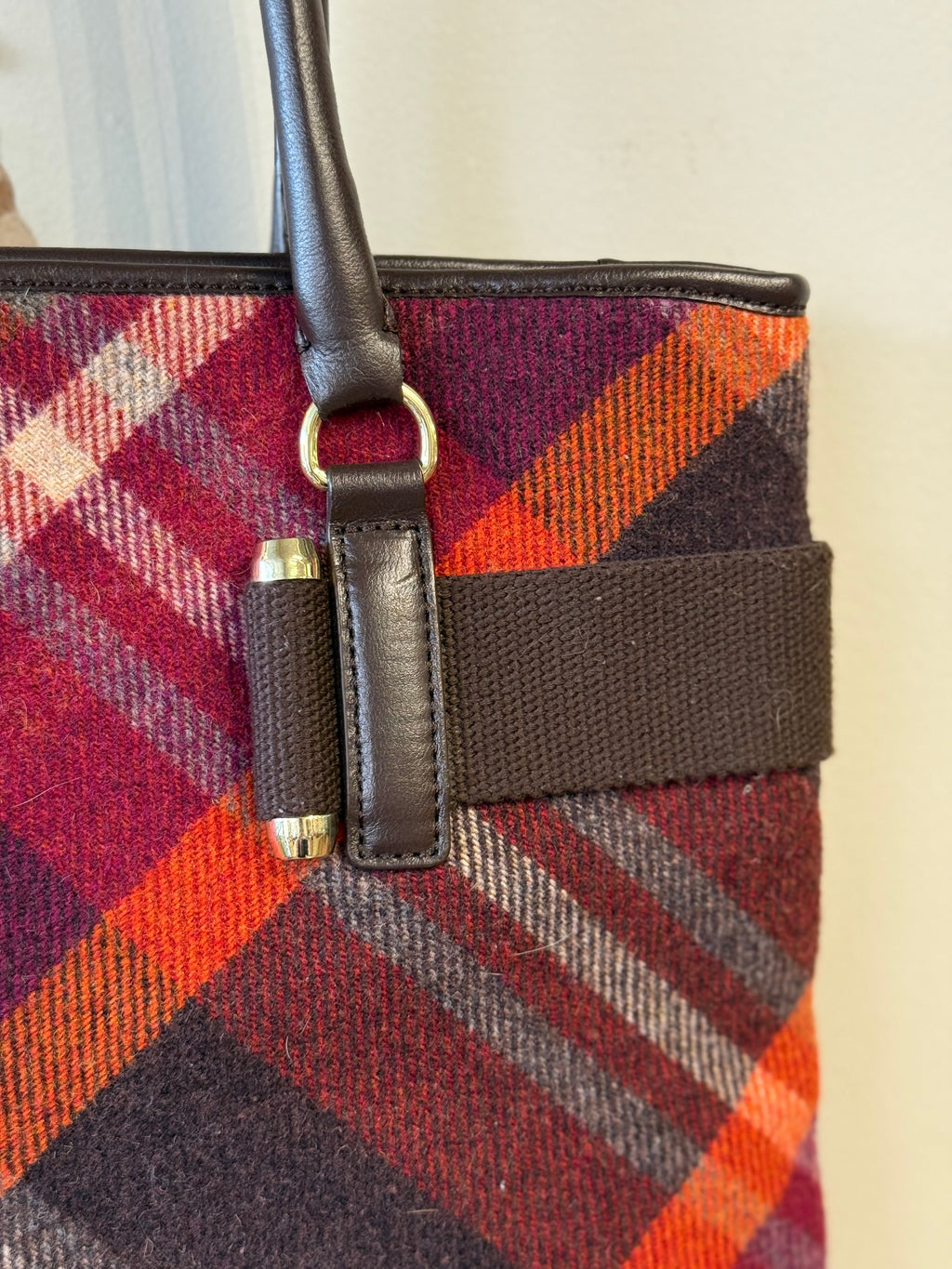 Talbots purple plaid shoulder bag