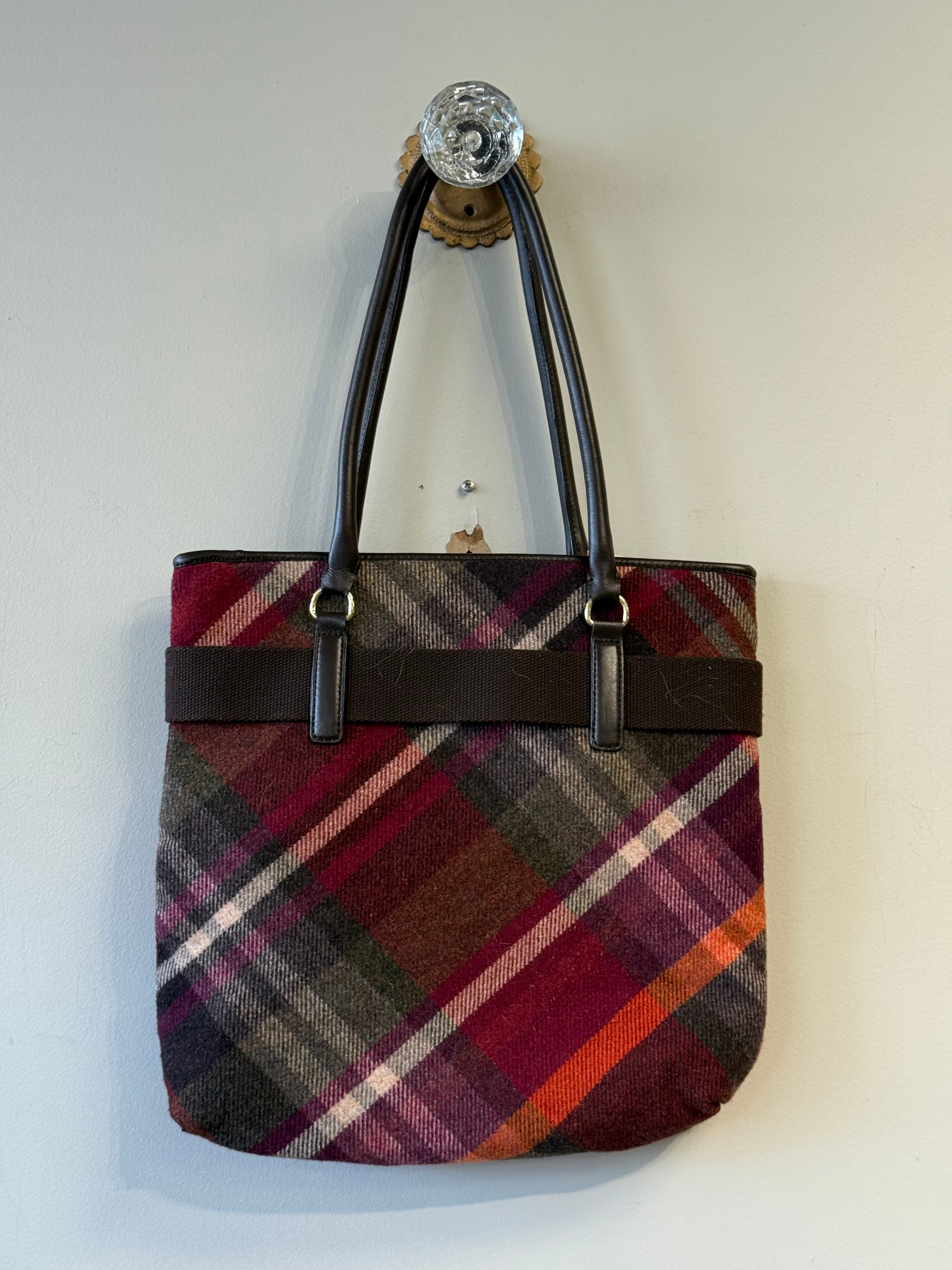 Talbots purple plaid shoulder bag