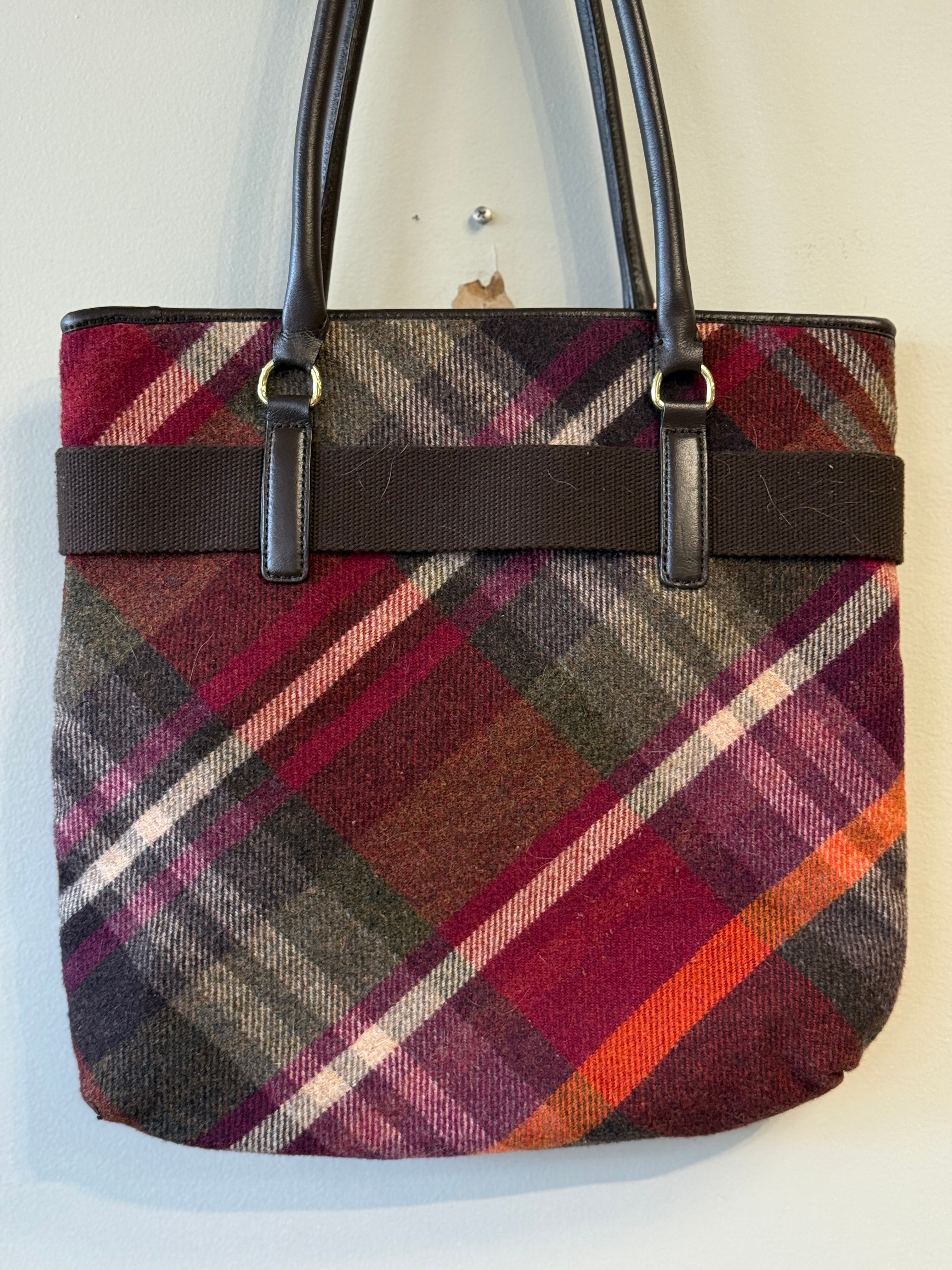 Talbots purple plaid shoulder bag