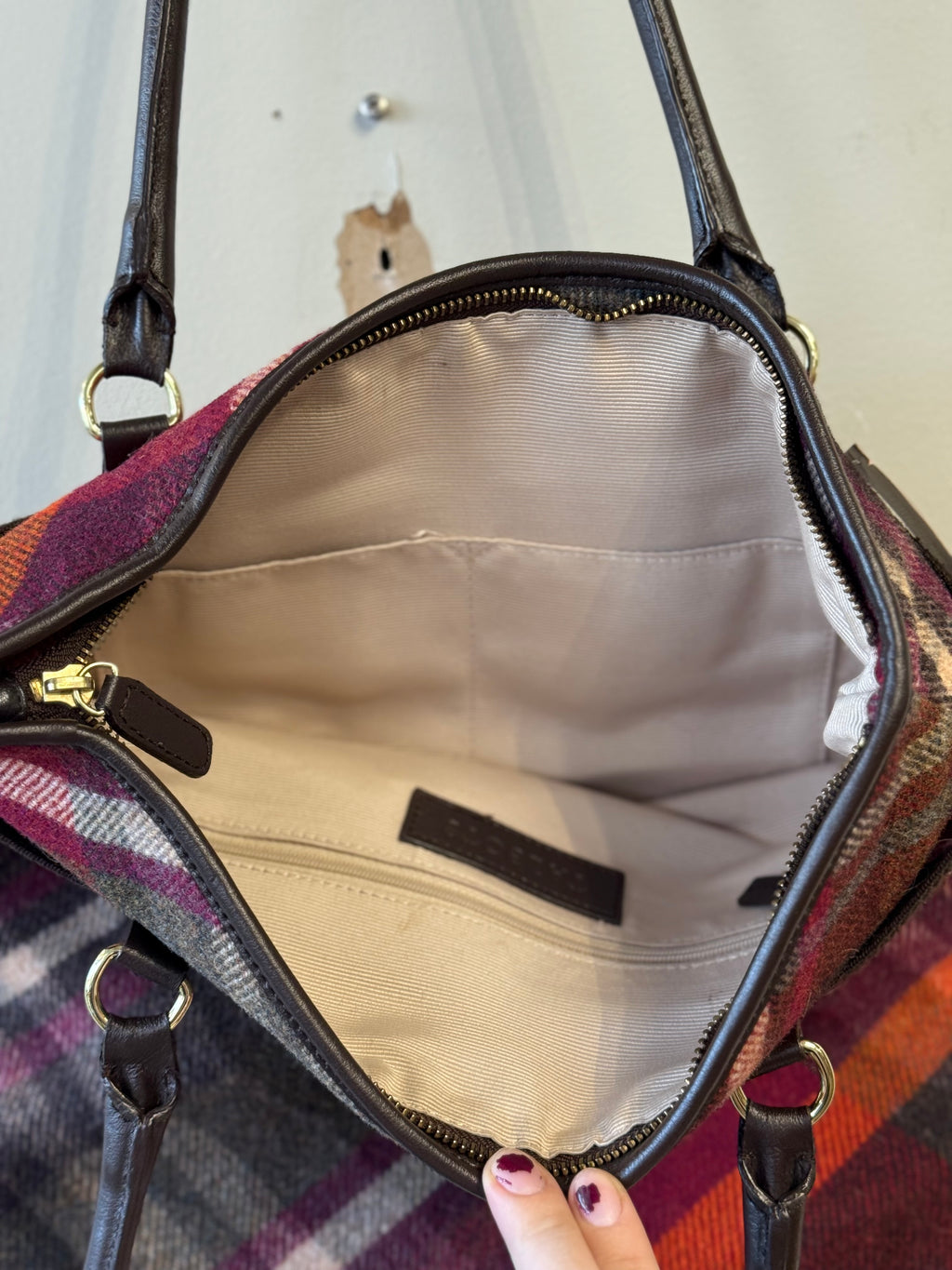 Talbots purple plaid shoulder bag