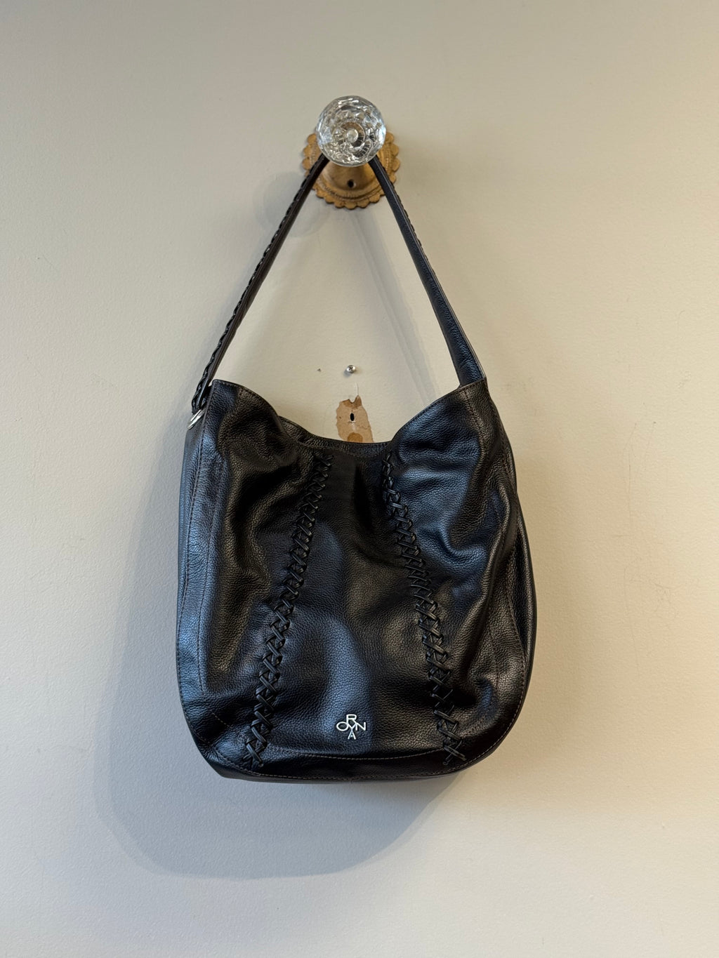 Oryany black leather hobo shoulder bag
