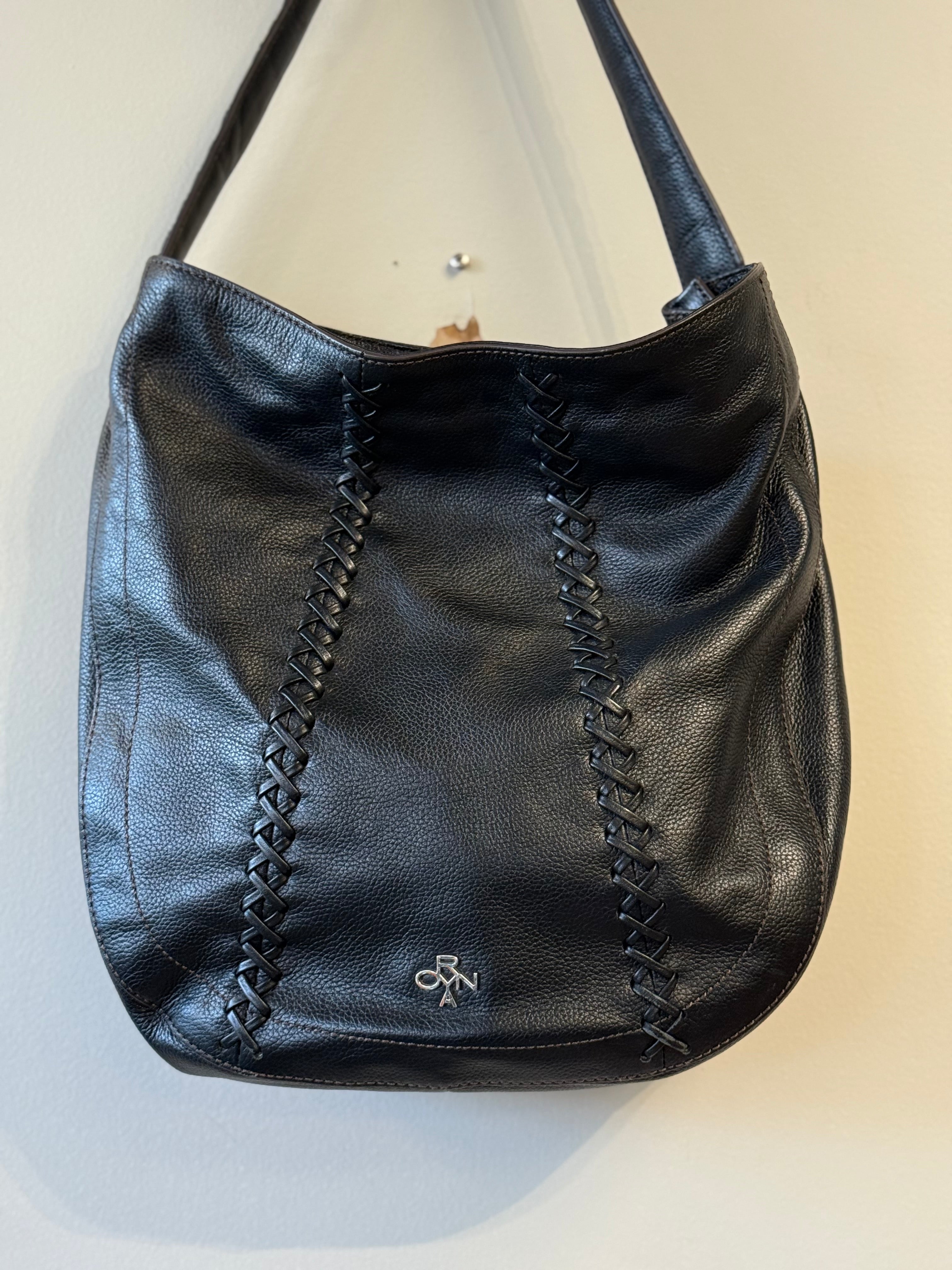 Oryany black leather hobo shoulder bag