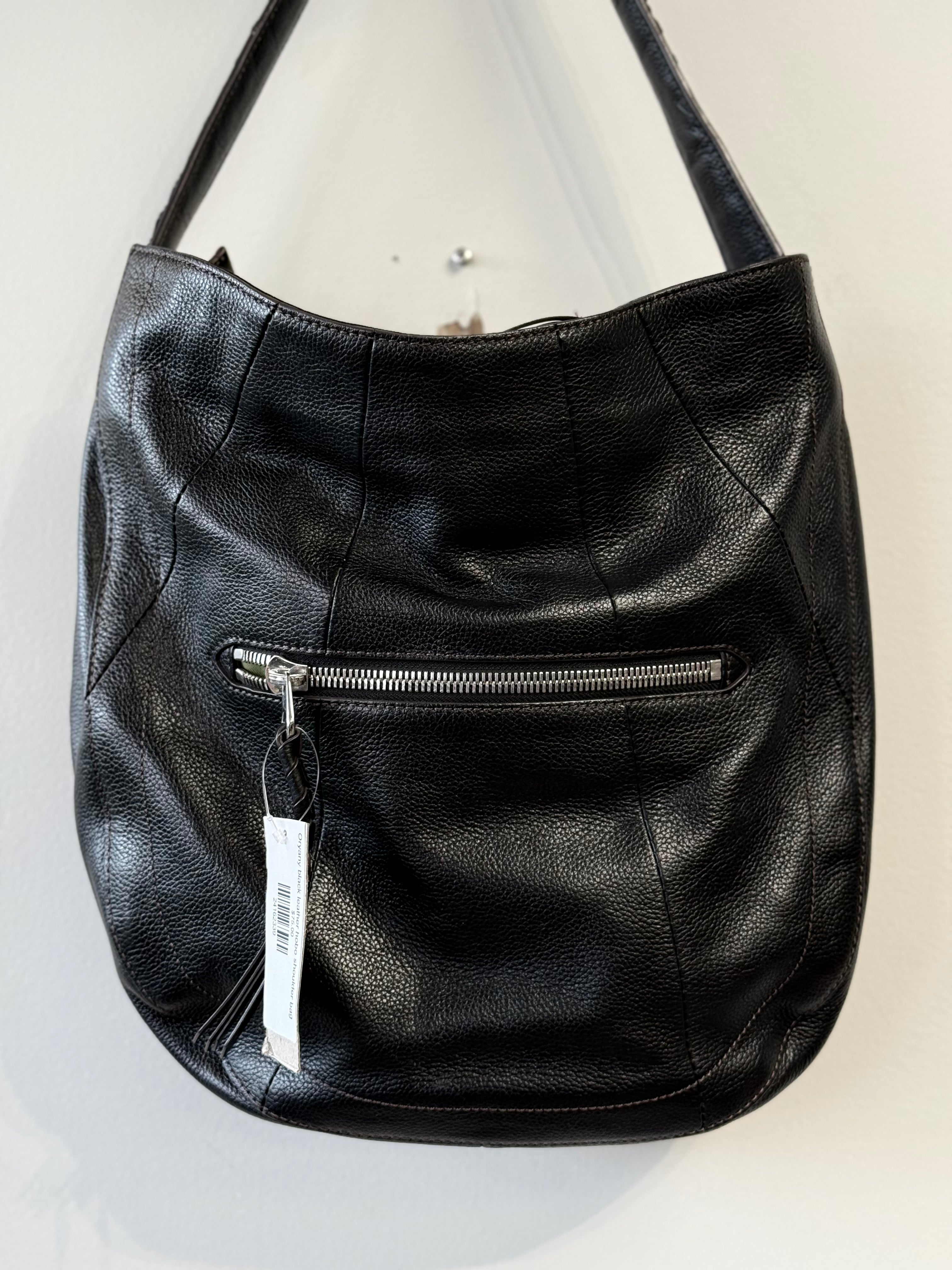 Oryany black leather hobo shoulder bag