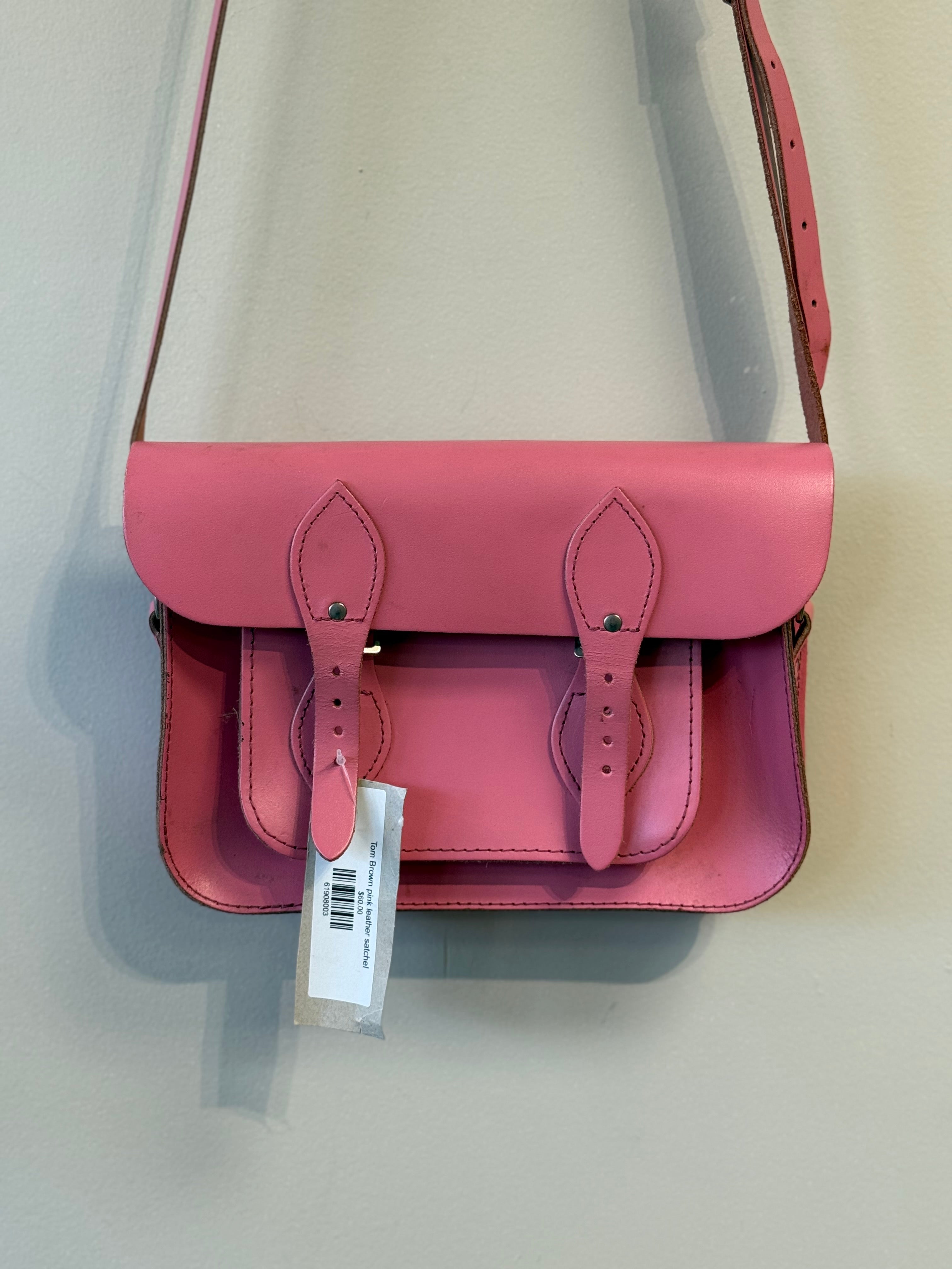 Tom Brown pink leather satchel