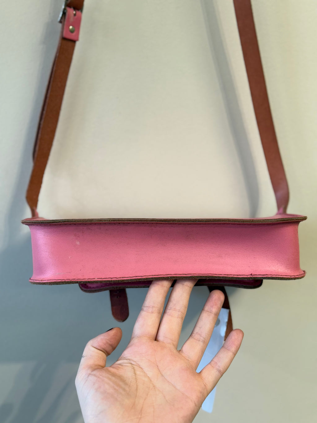 Tom Brown pink leather satchel