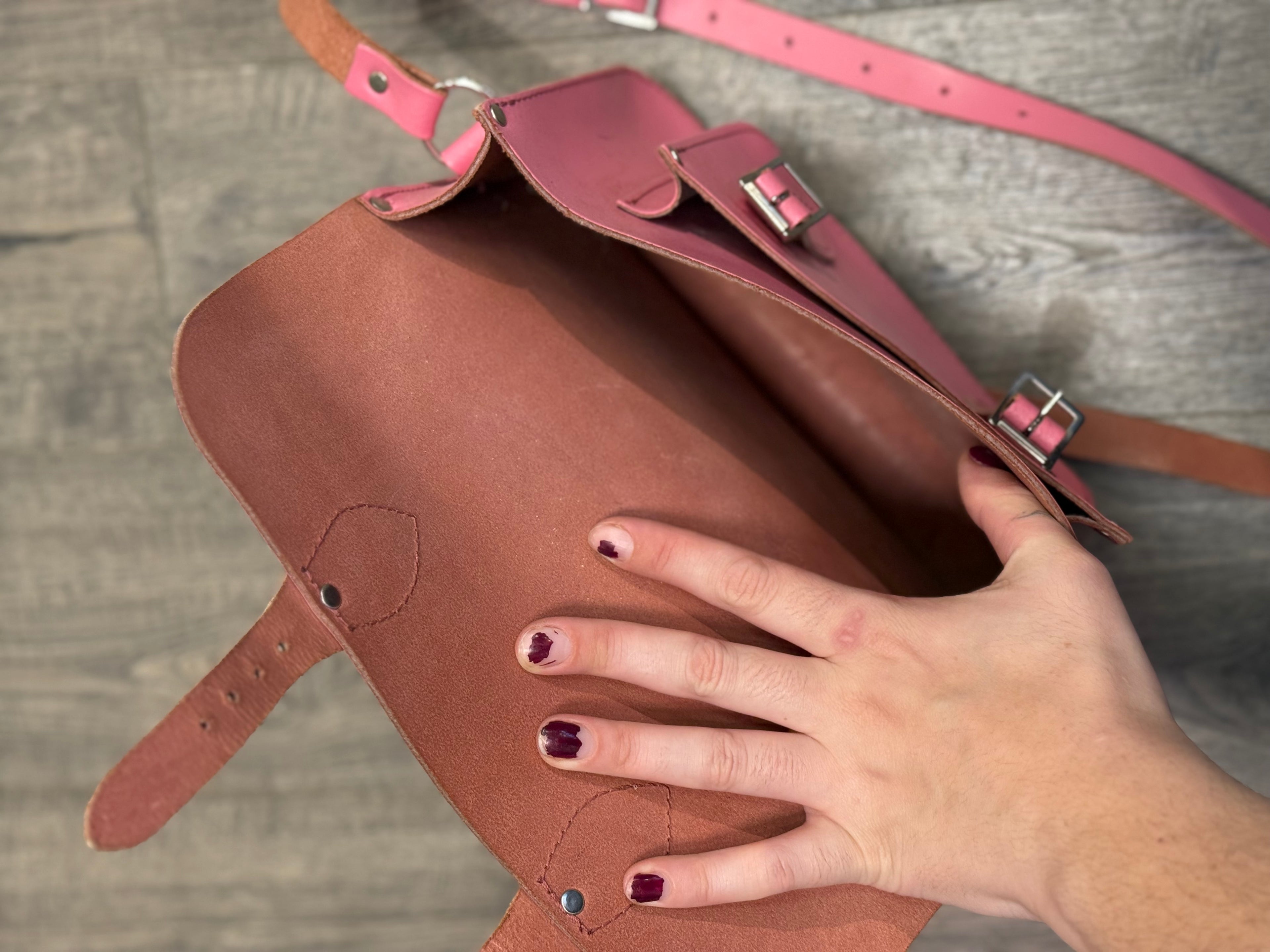 Tom Brown pink leather satchel