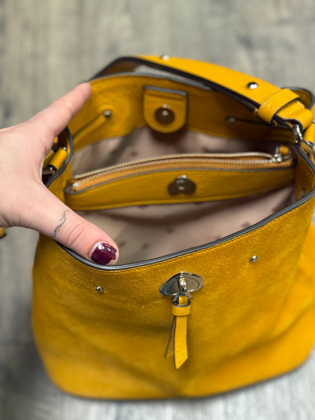 Kate Spade Marti large suede bucket bag