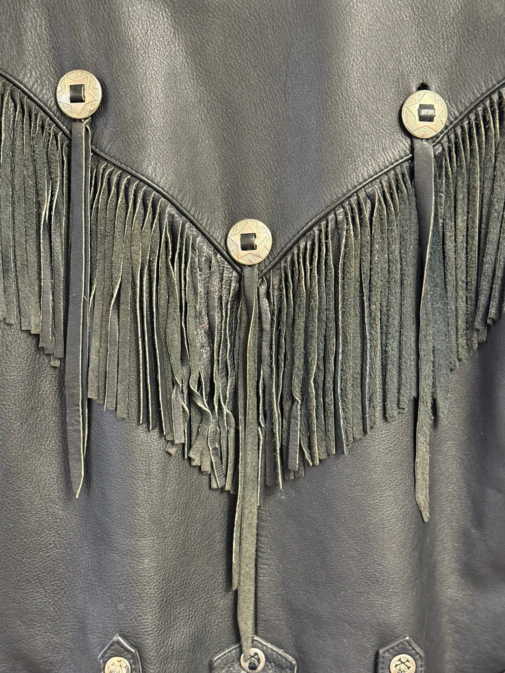 Verducci fringe leather jacket w/ skull belt made in Korea