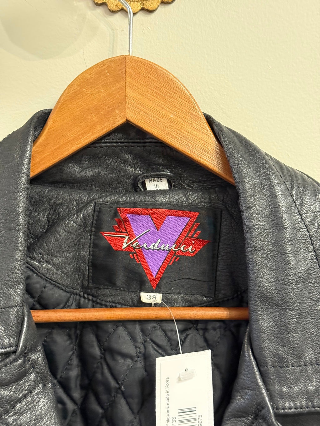 Verducci fringe leather jacket w/ skull belt made in Korea