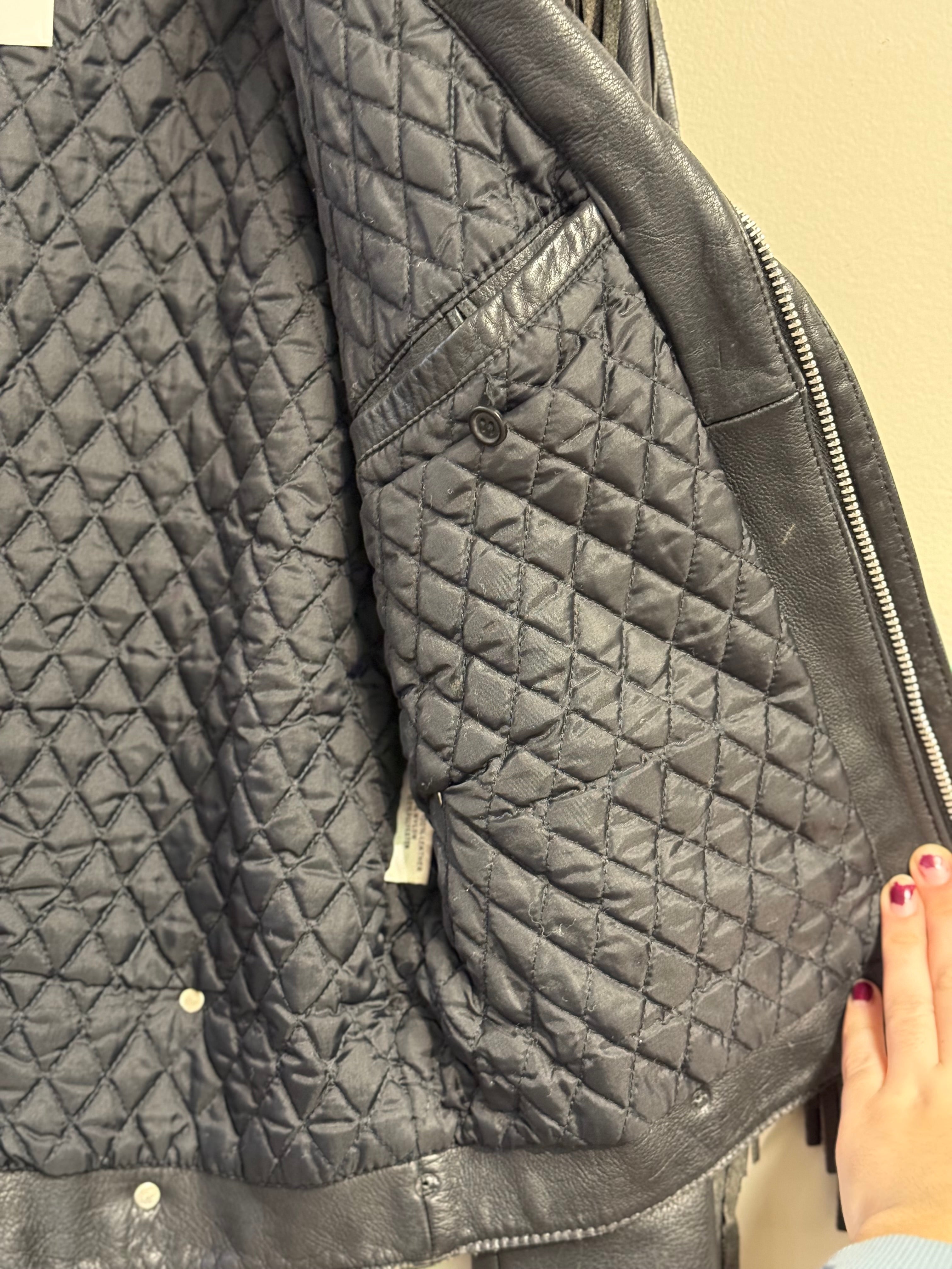 Verducci fringe leather jacket w/ skull belt made in Korea