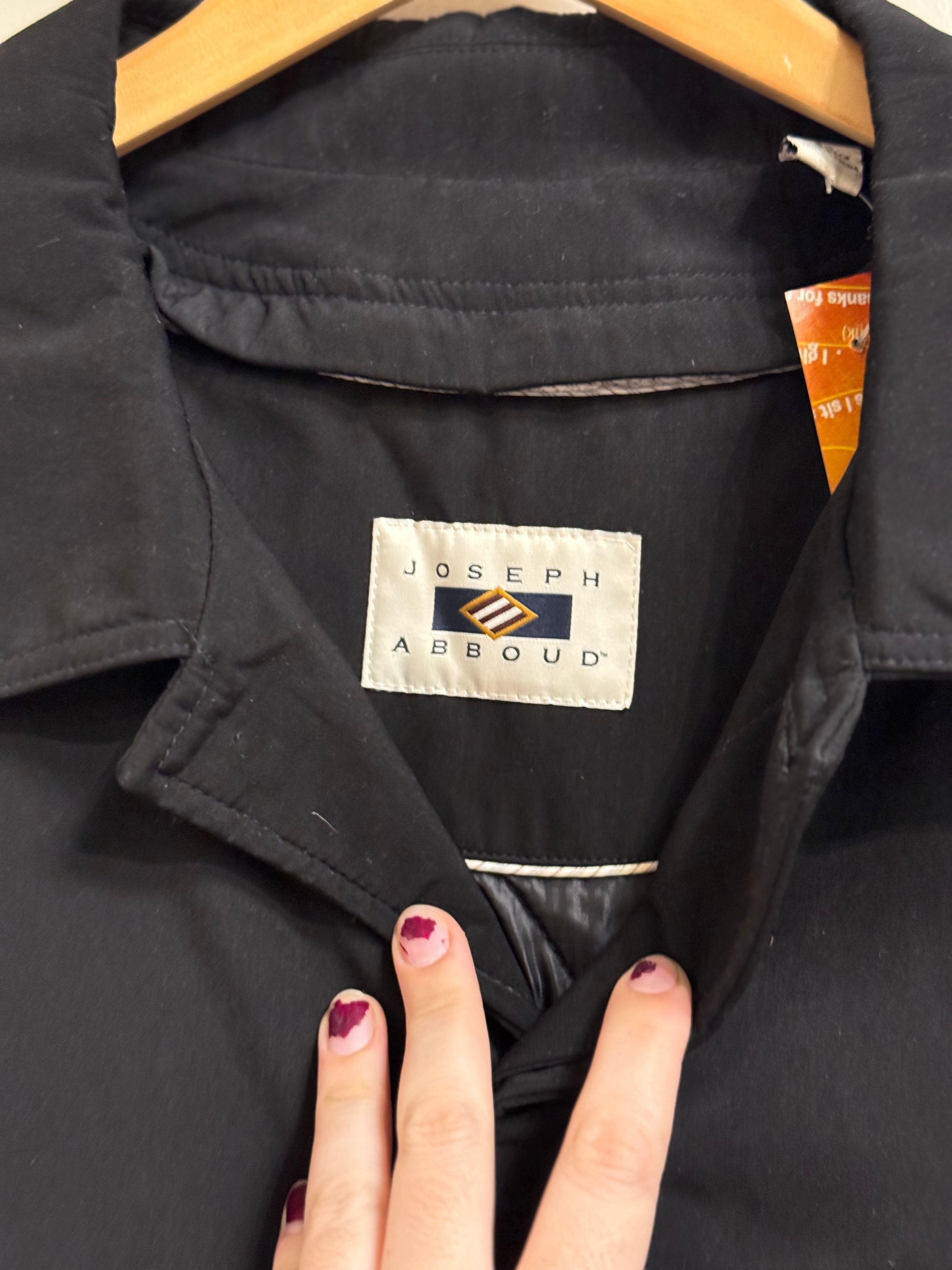 Joseph Abboud black overcoat with removable quilted lining