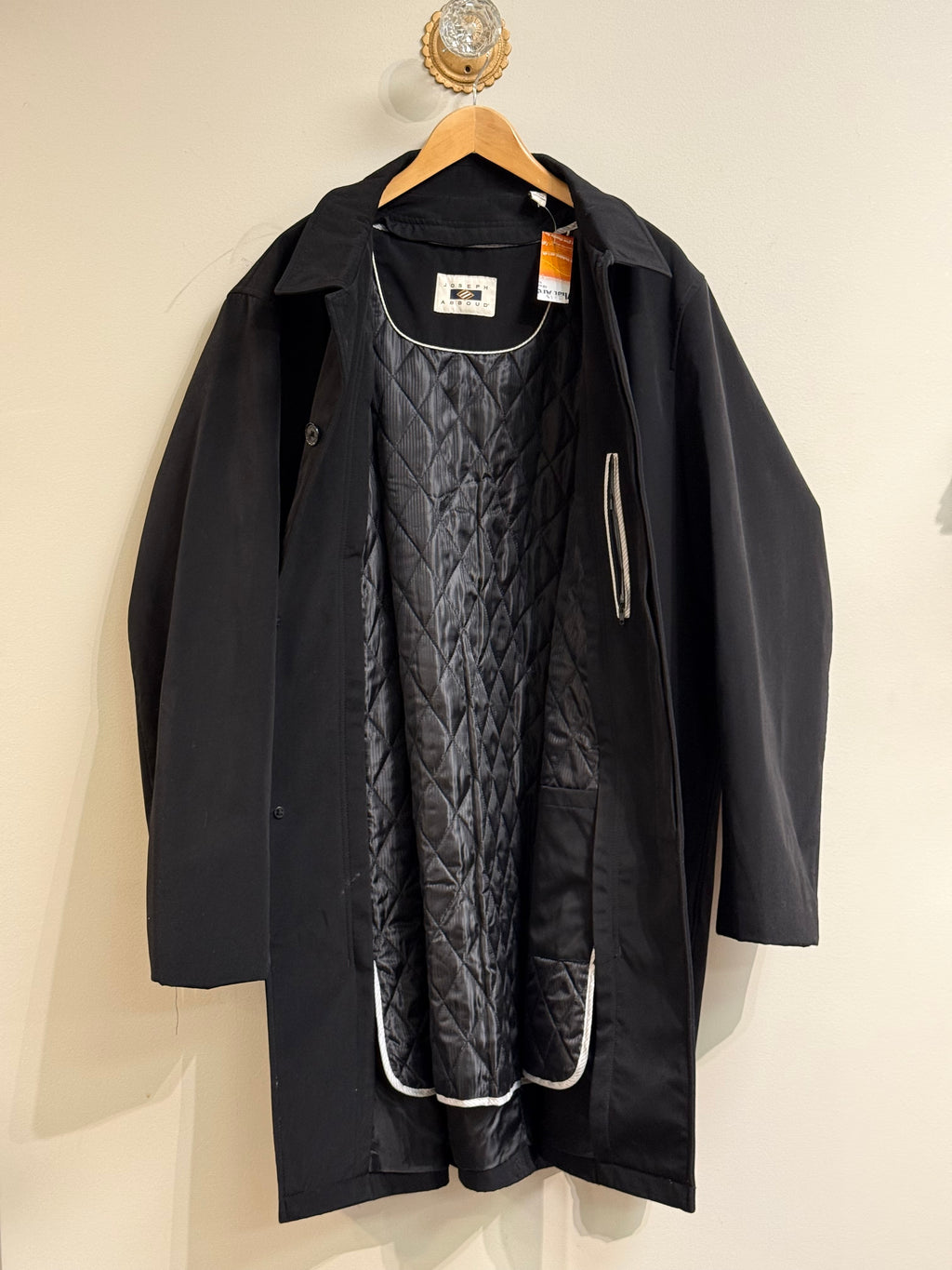 Joseph Abboud black overcoat with removable quilted lining