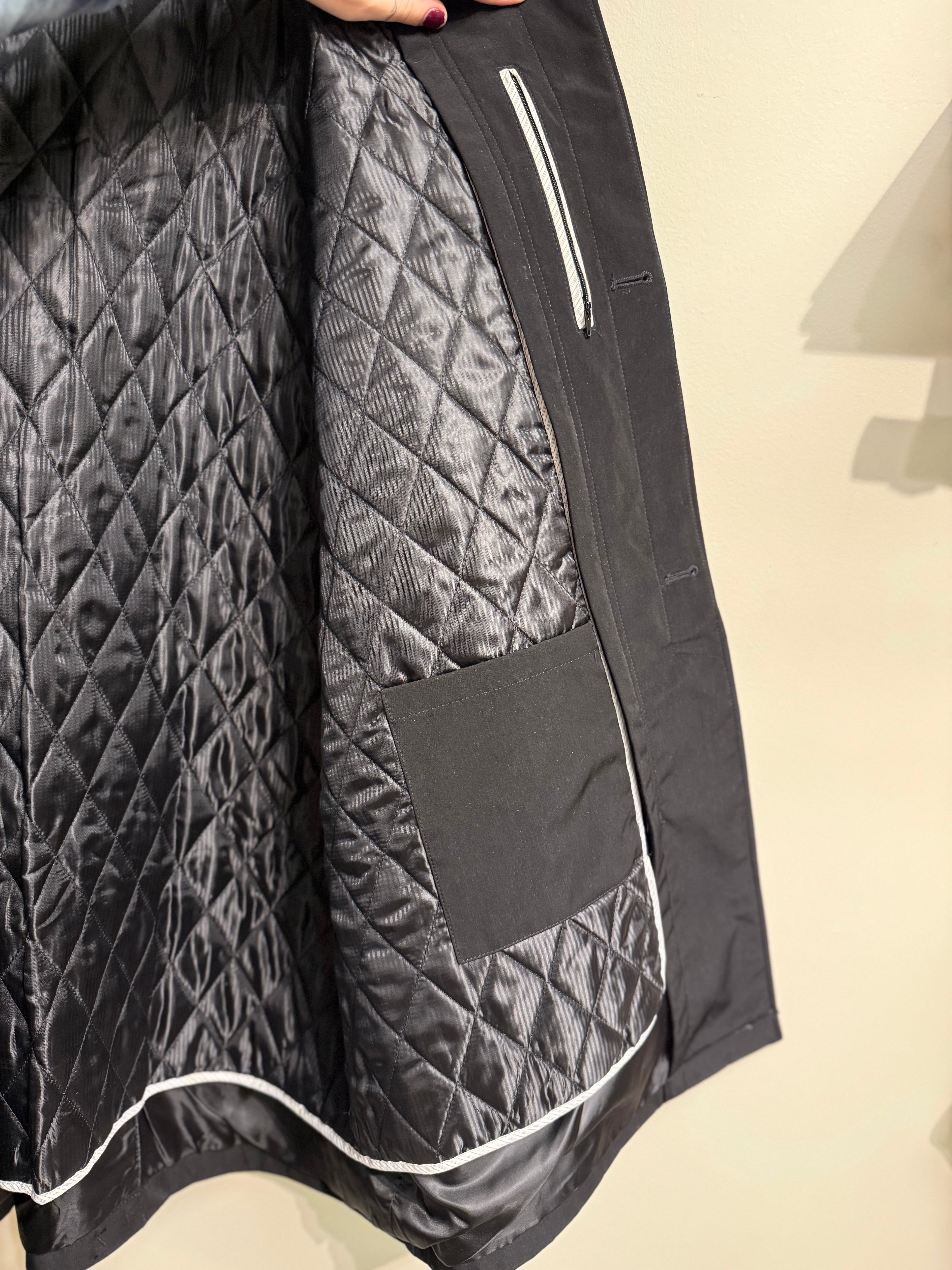 Joseph Abboud black overcoat with removable quilted lining