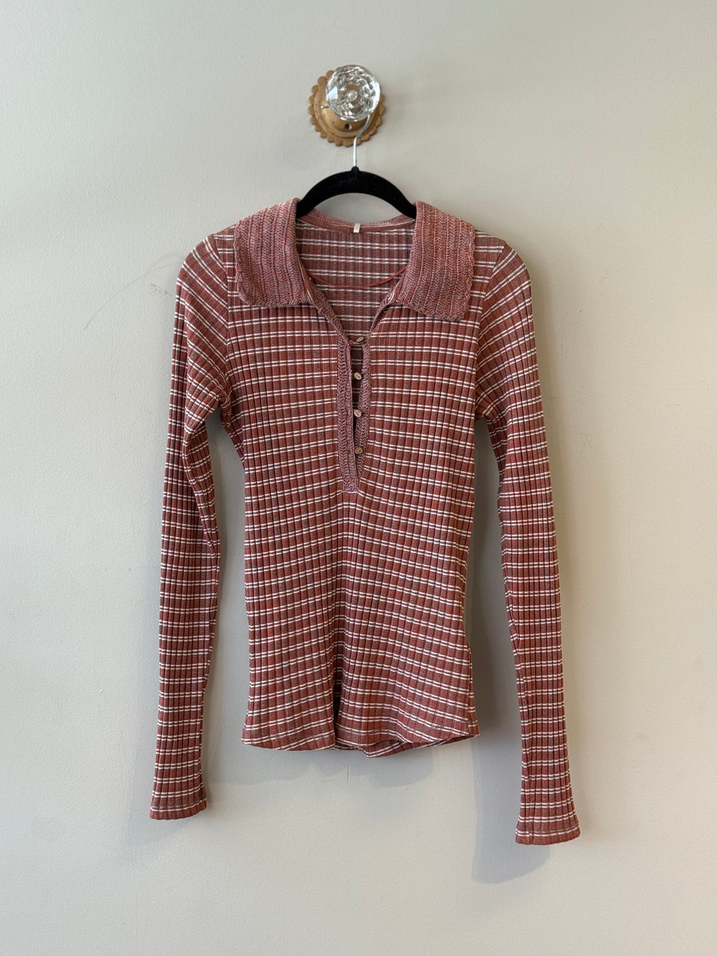 Free People orange striped ribbed long sleeve