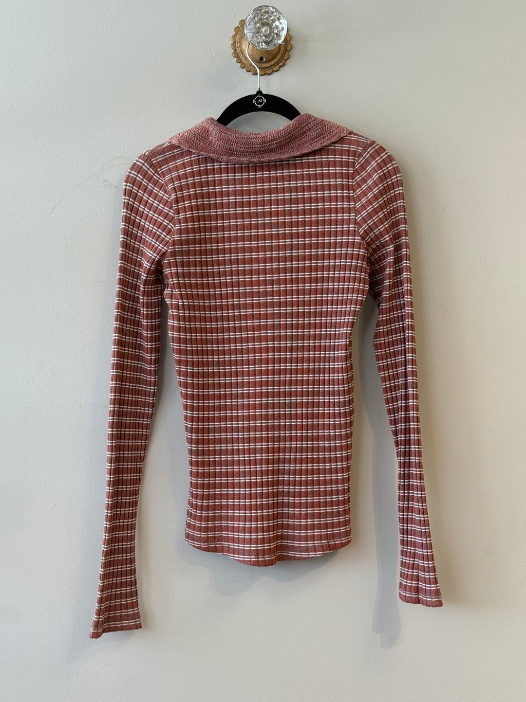 Free People orange striped ribbed long sleeve