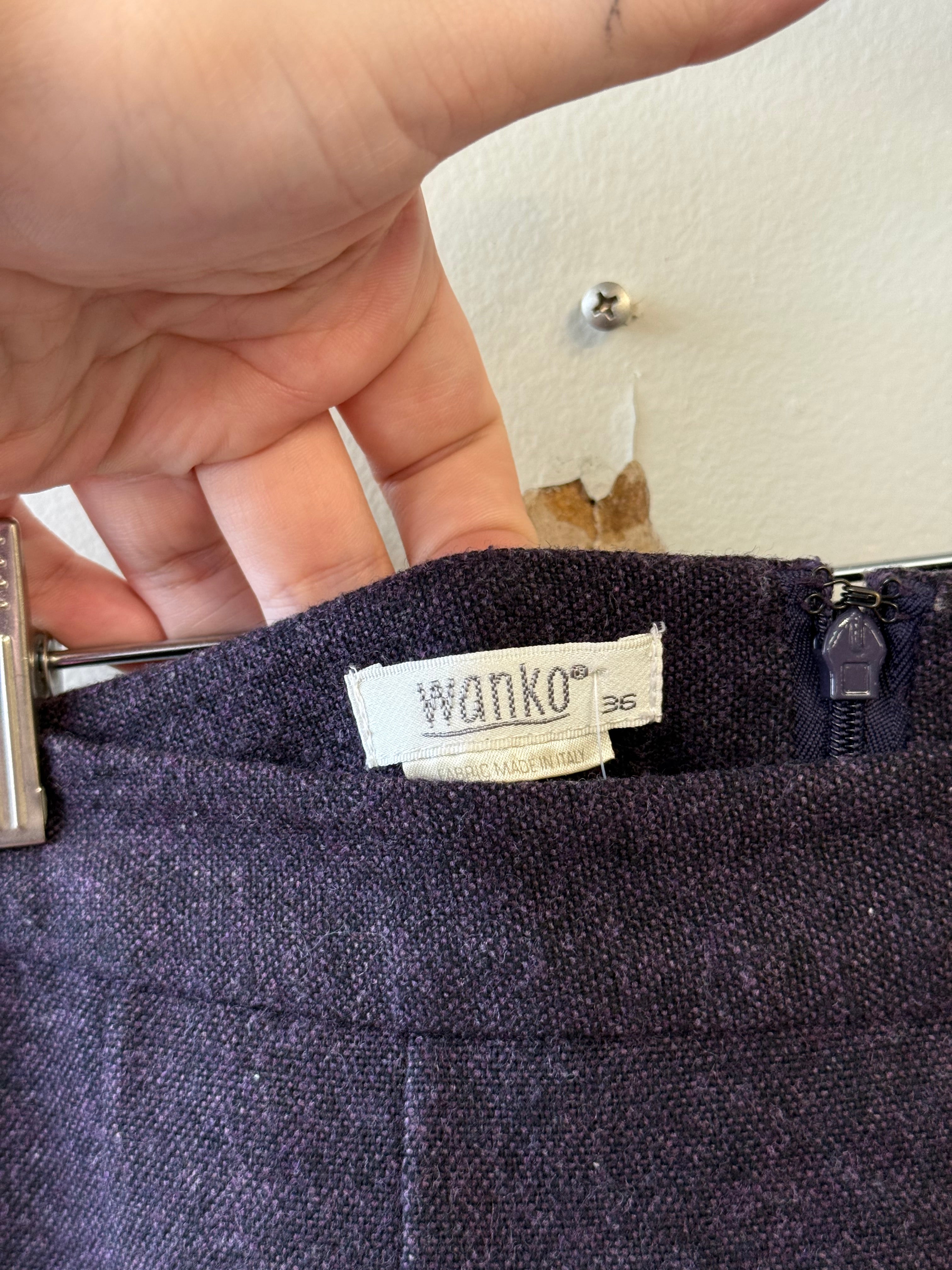 Wanko wool blend plum mini pencil skirt