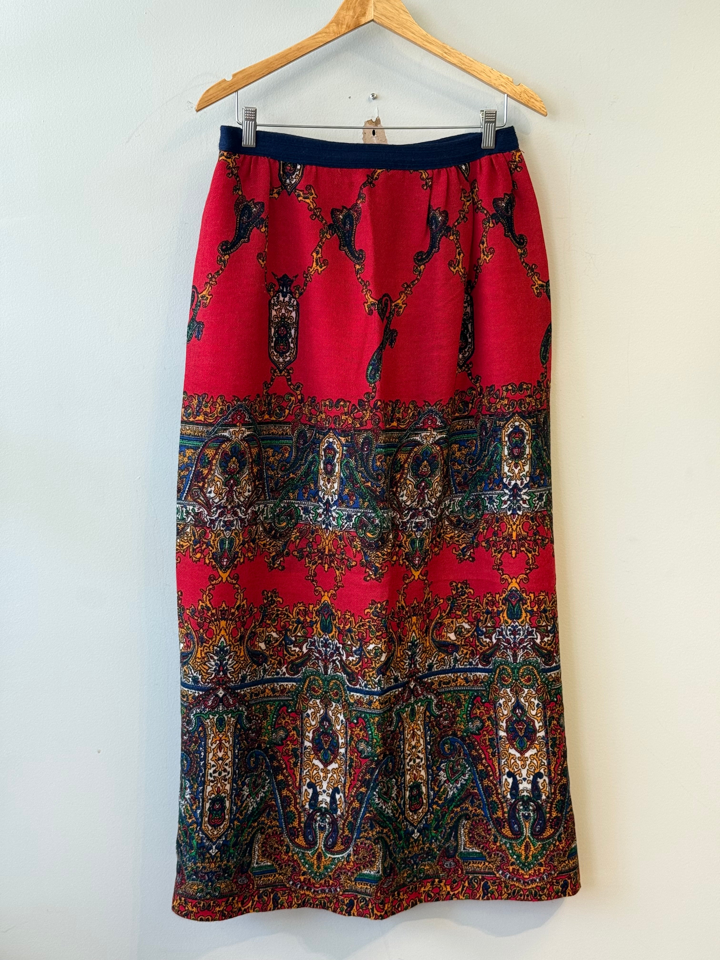Vintage red tapestry skirt