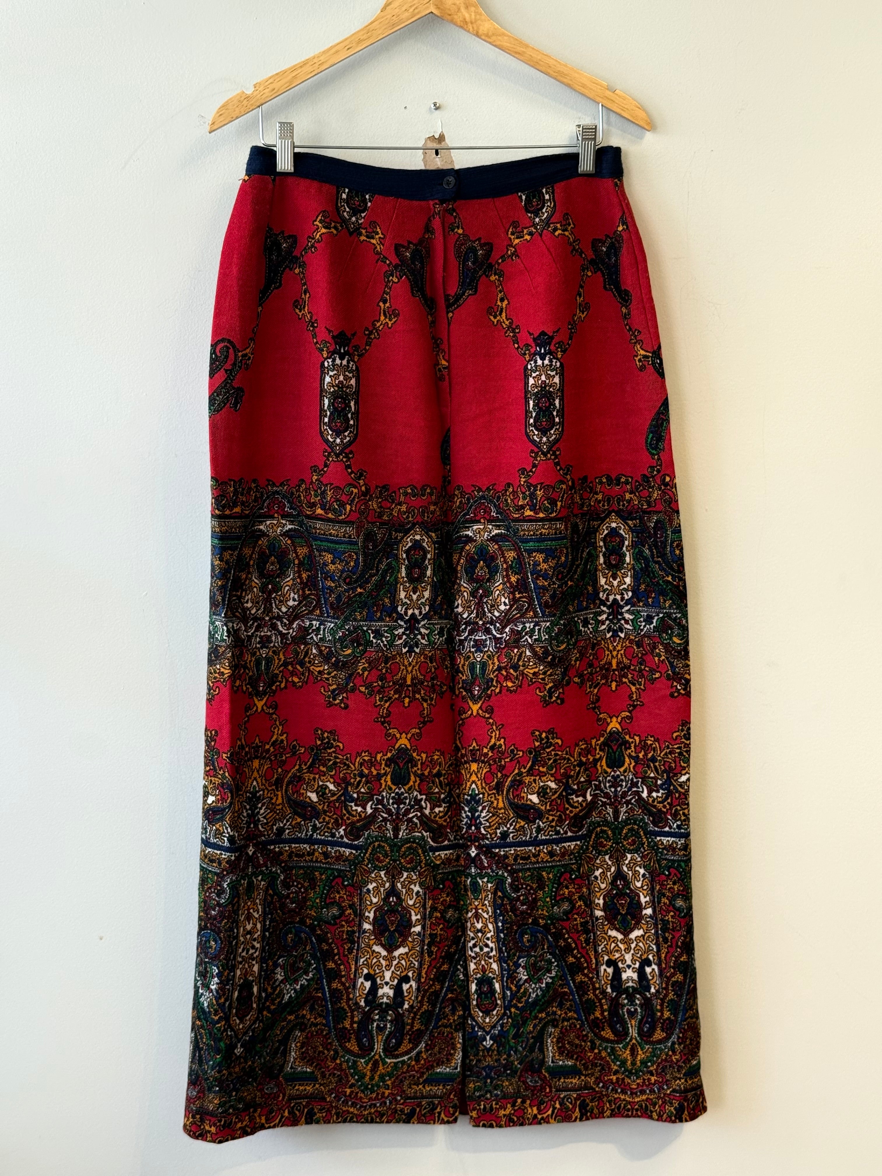 Vintage red tapestry skirt