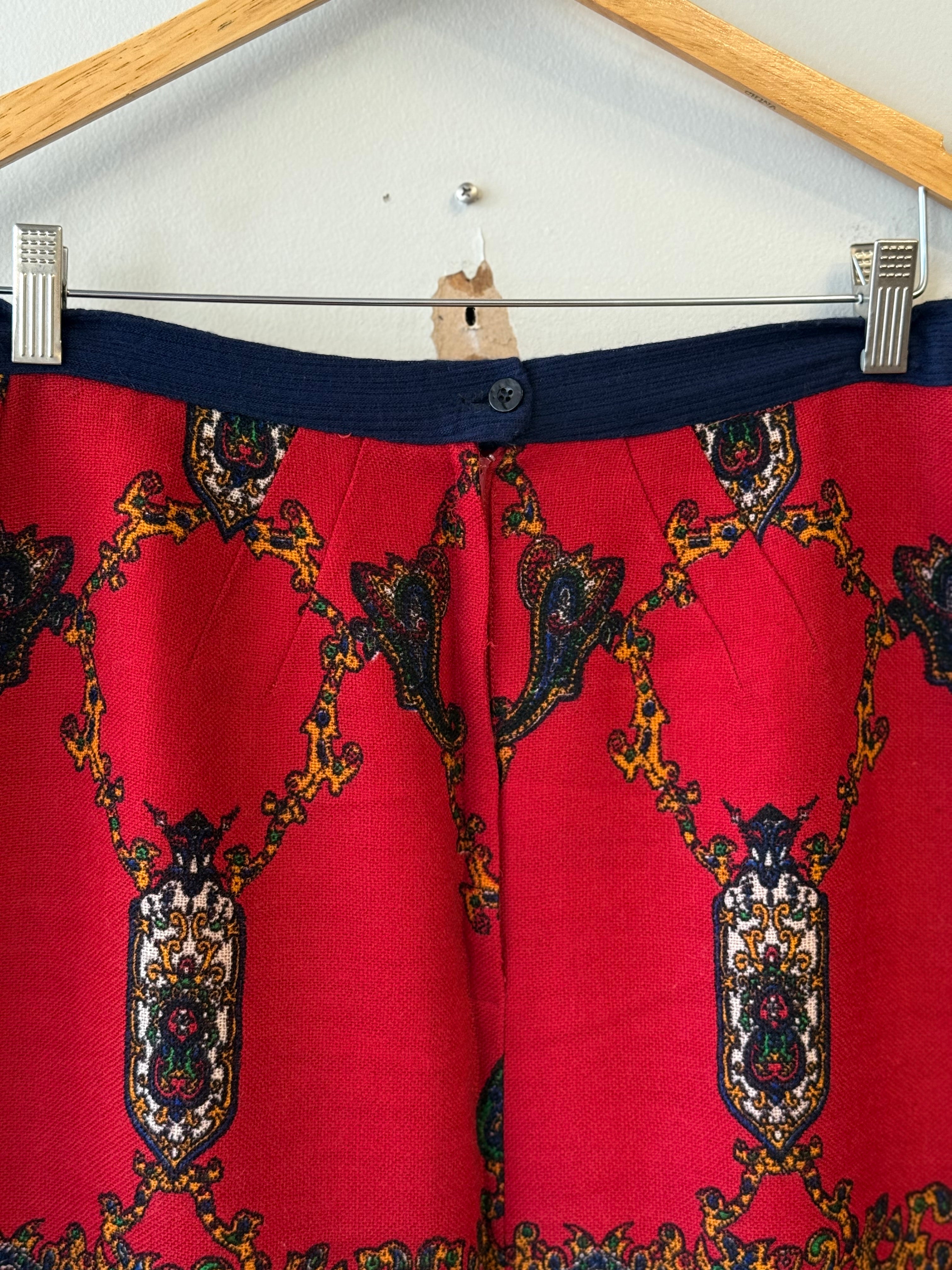 Vintage red tapestry skirt